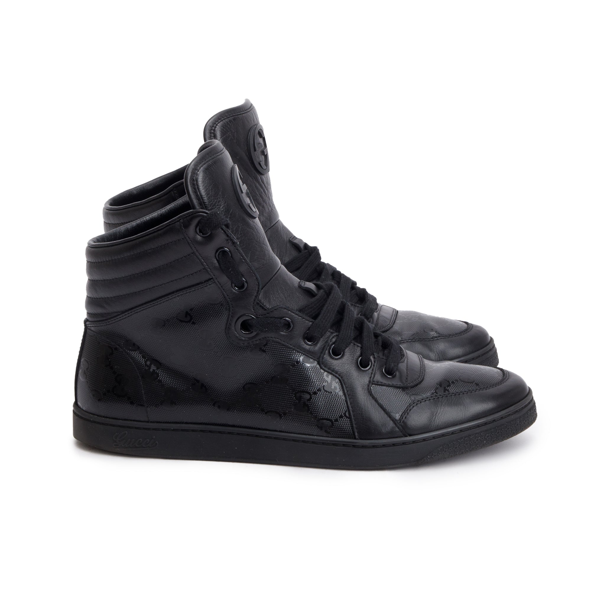Gucci Black Imprime Coda High Top Sneakers, Size 9 w/ Box
