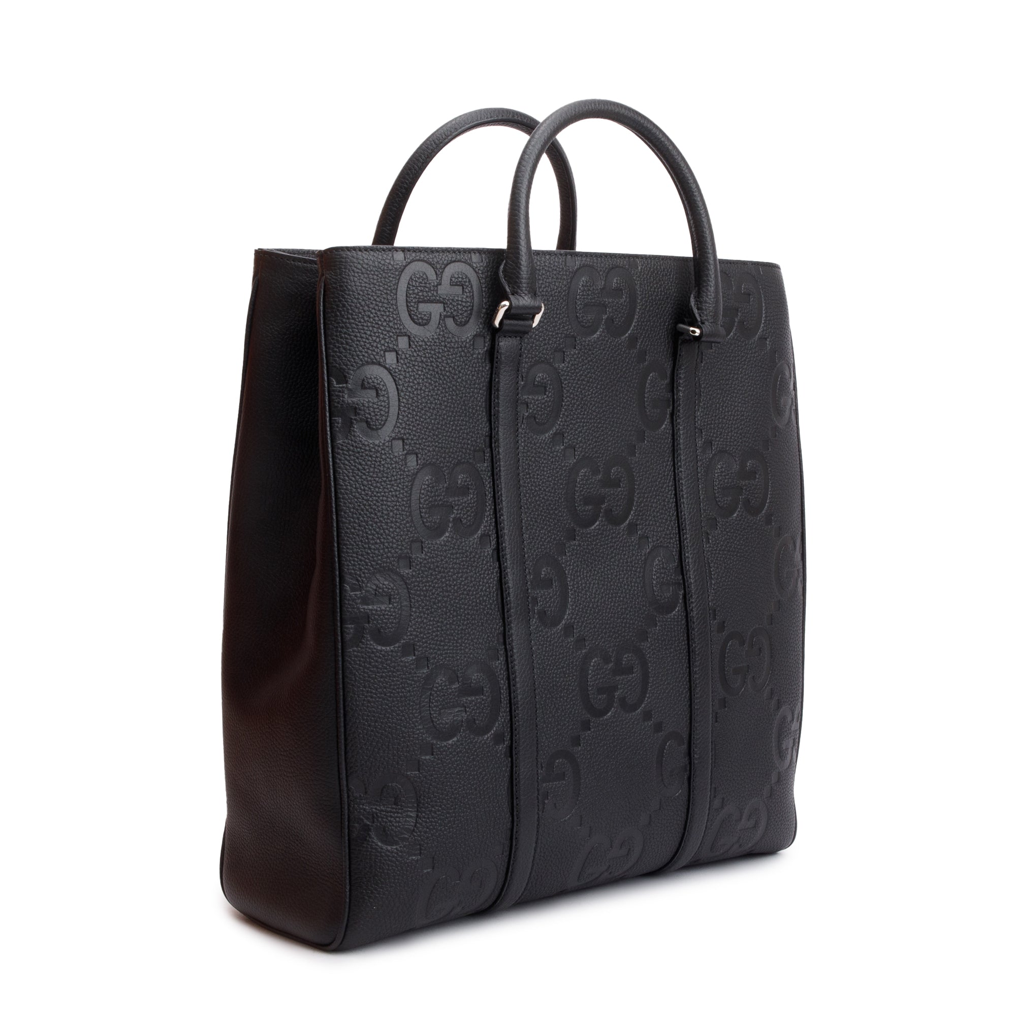 Gucci Black Jumbo GG Embossed Calfksin Leather Convertible Tote