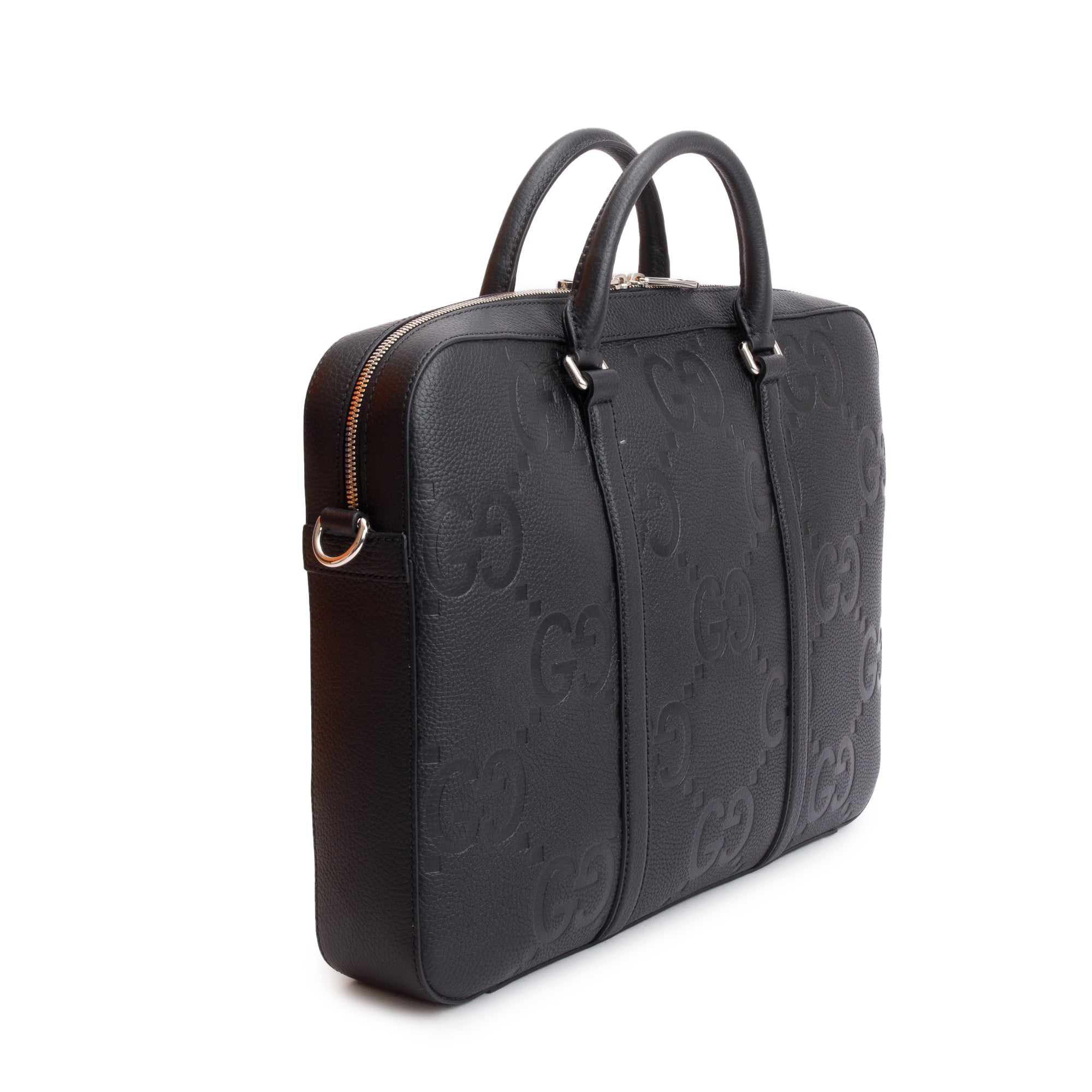 Gucci Black Jumbo GG Embossed Calfskin Leather Briefcase