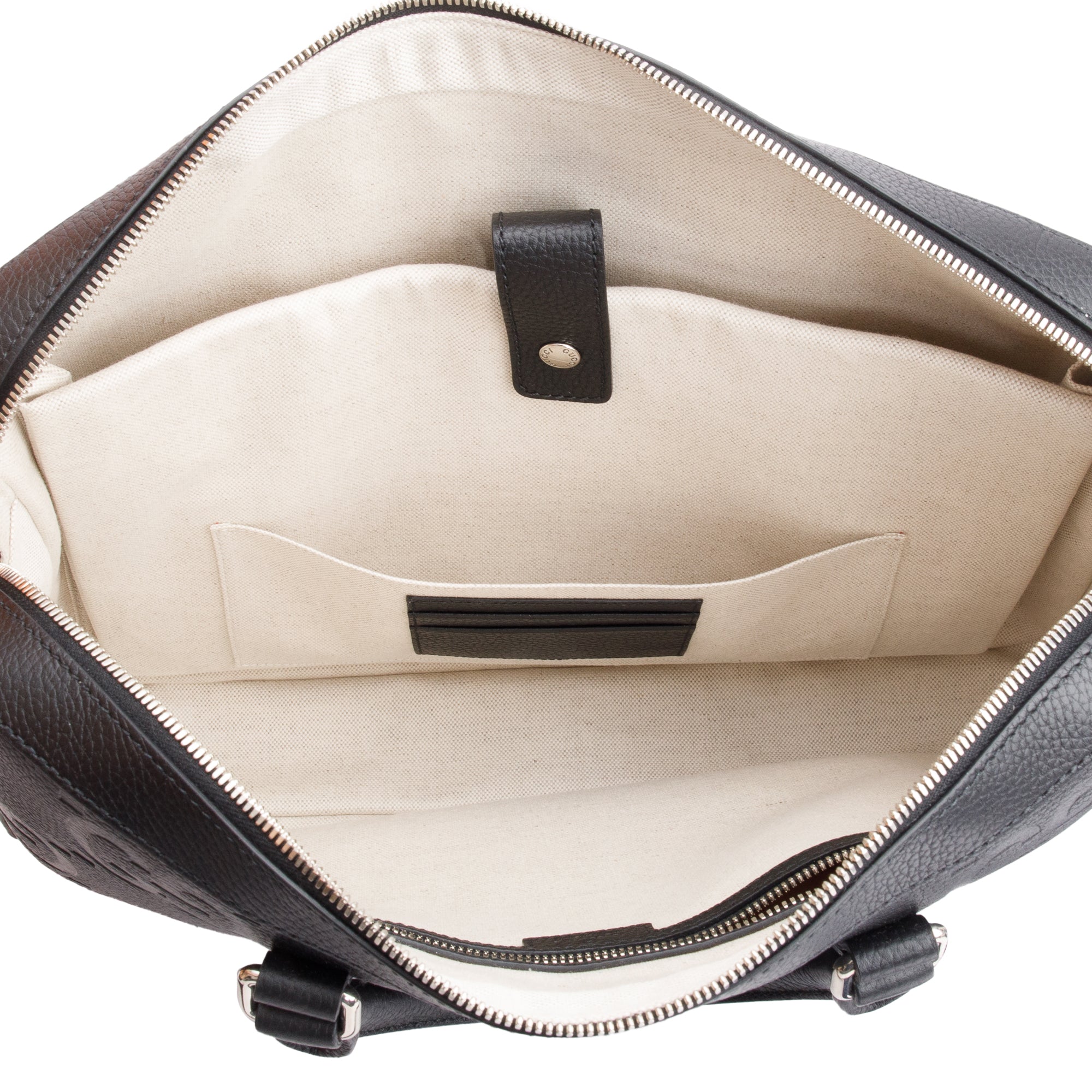 Gucci Black Jumbo GG Embossed Calfskin Leather Briefcase