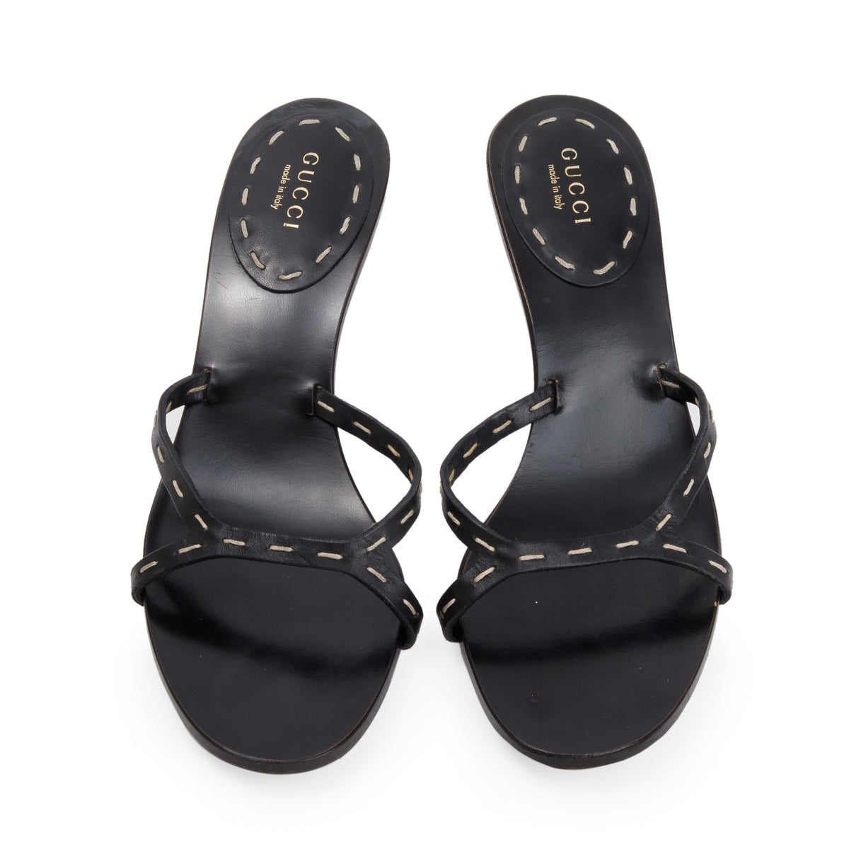 Gucci Black Leather Bamboo Heel Sandals, Size 36 – OLIVER'S