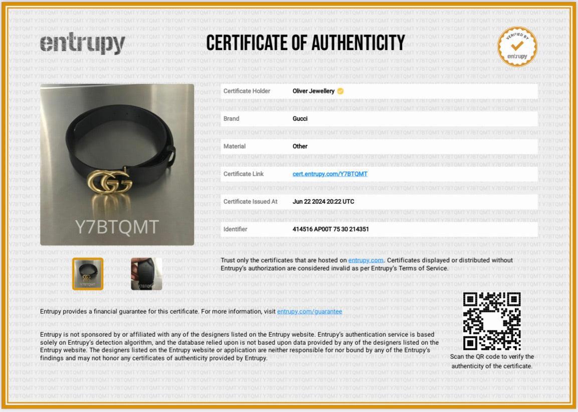 Gucci Black Leather Belt with Double G Buckle, 75 30 w/ Box