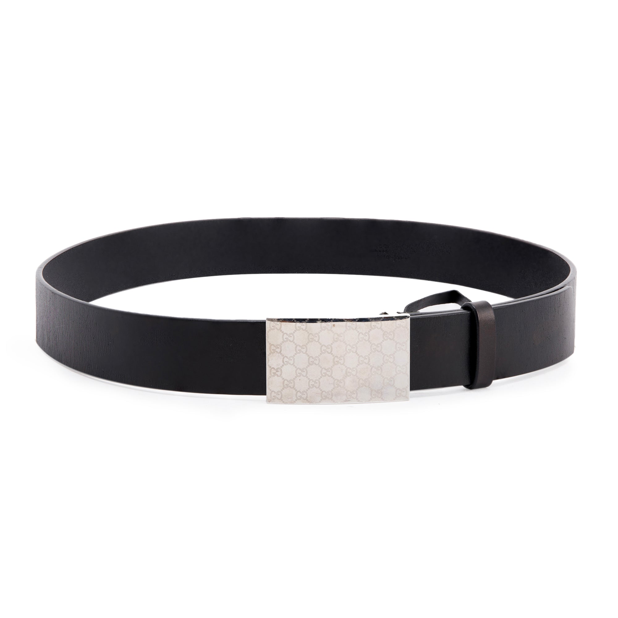 Gucci Black Leather Belt with GG Metal Buckle