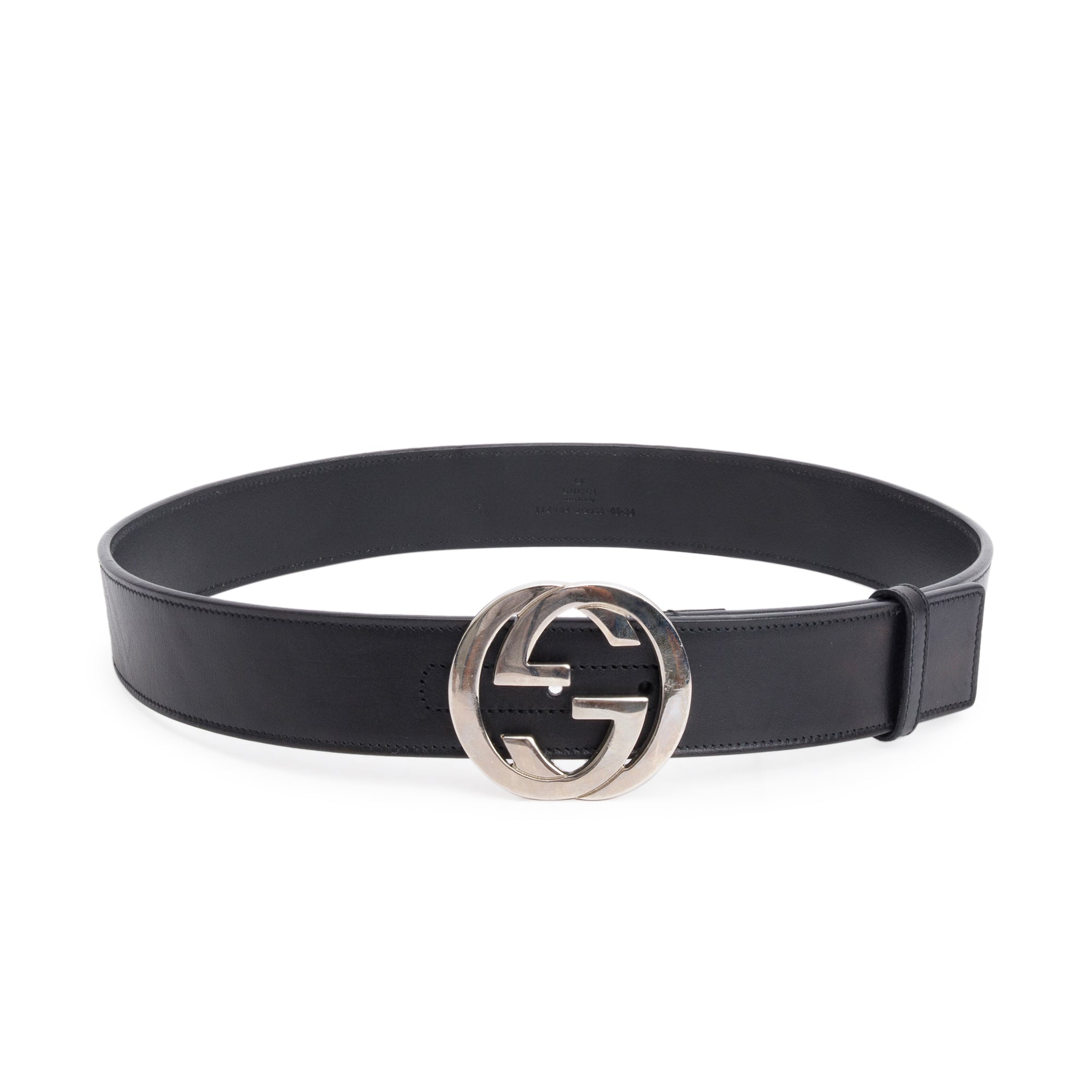 Gucci Black Leather Belt with Interlocking G Buckle, 85 34