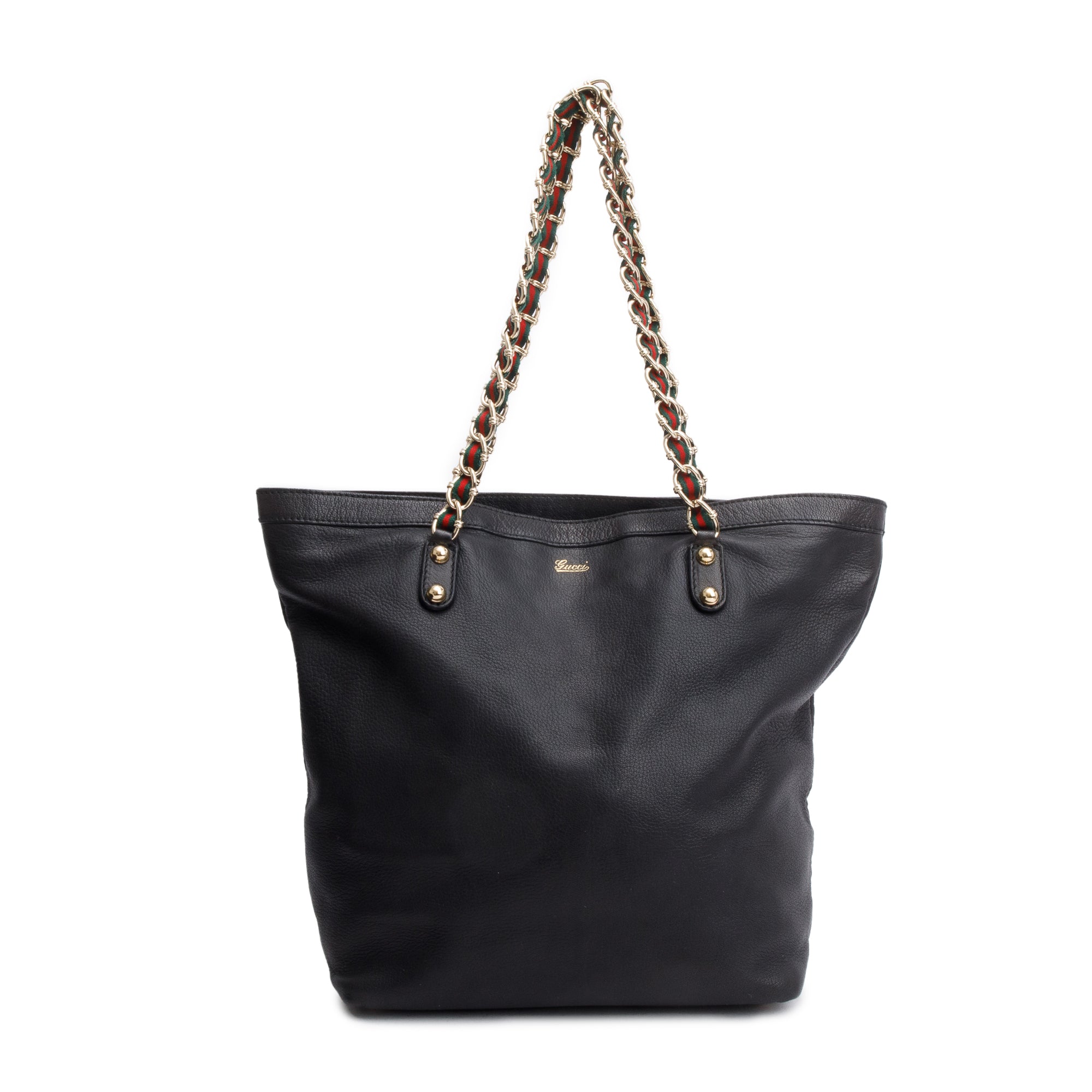 Gucci Black Leather Capri Chain Tote