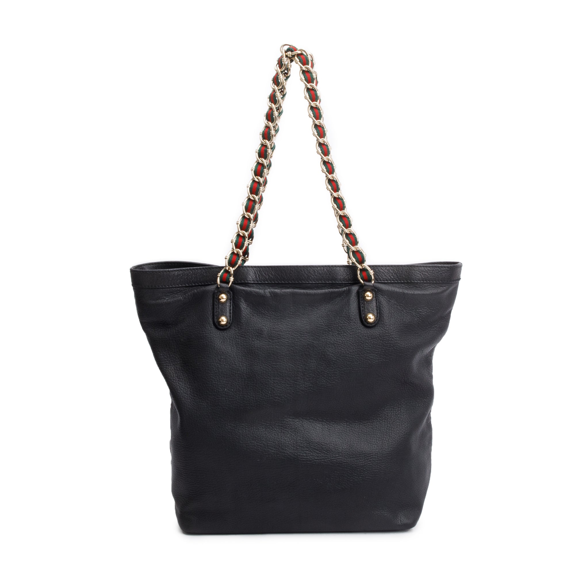 Gucci Black Leather Capri Chain Tote