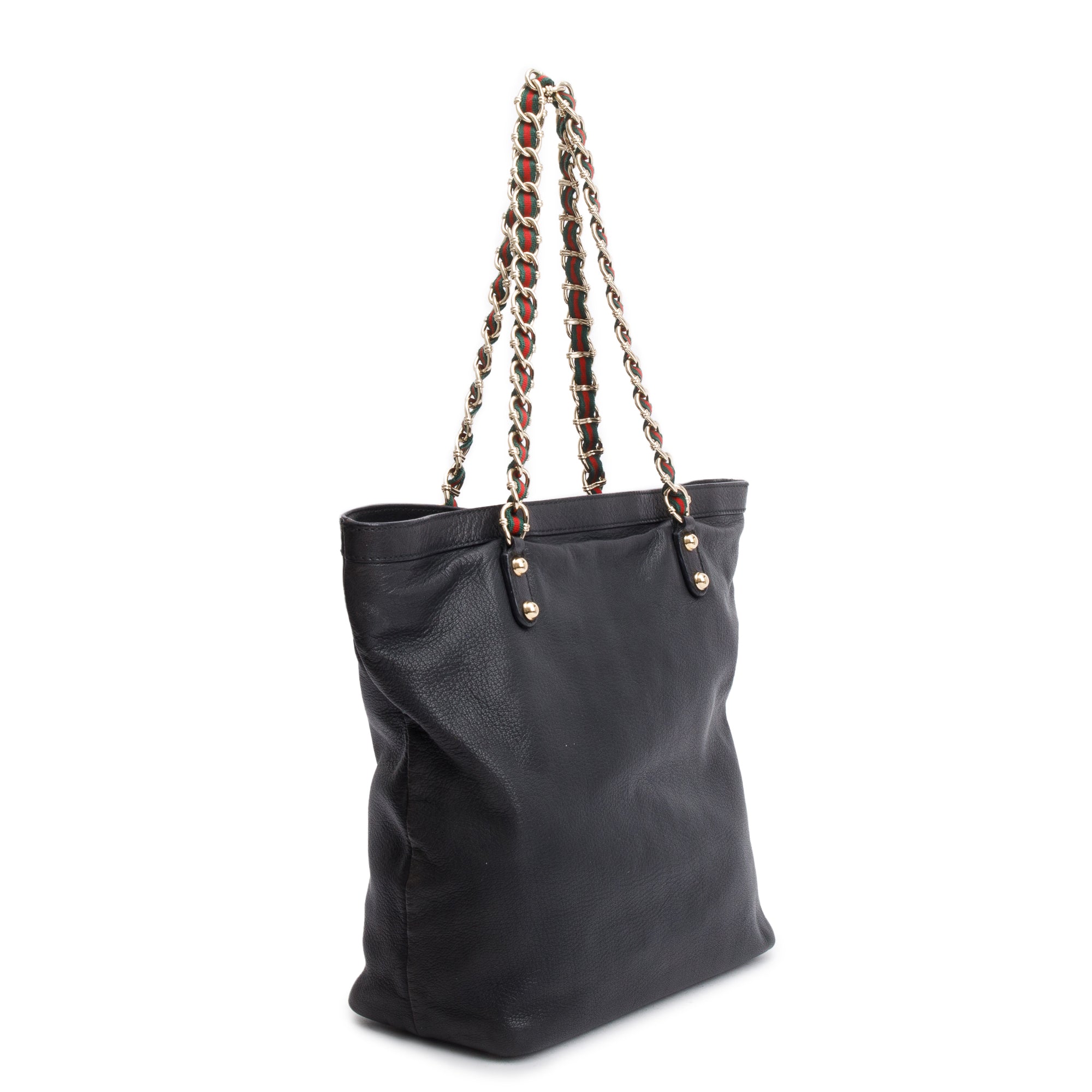 Gucci Black Leather Capri Chain Tote