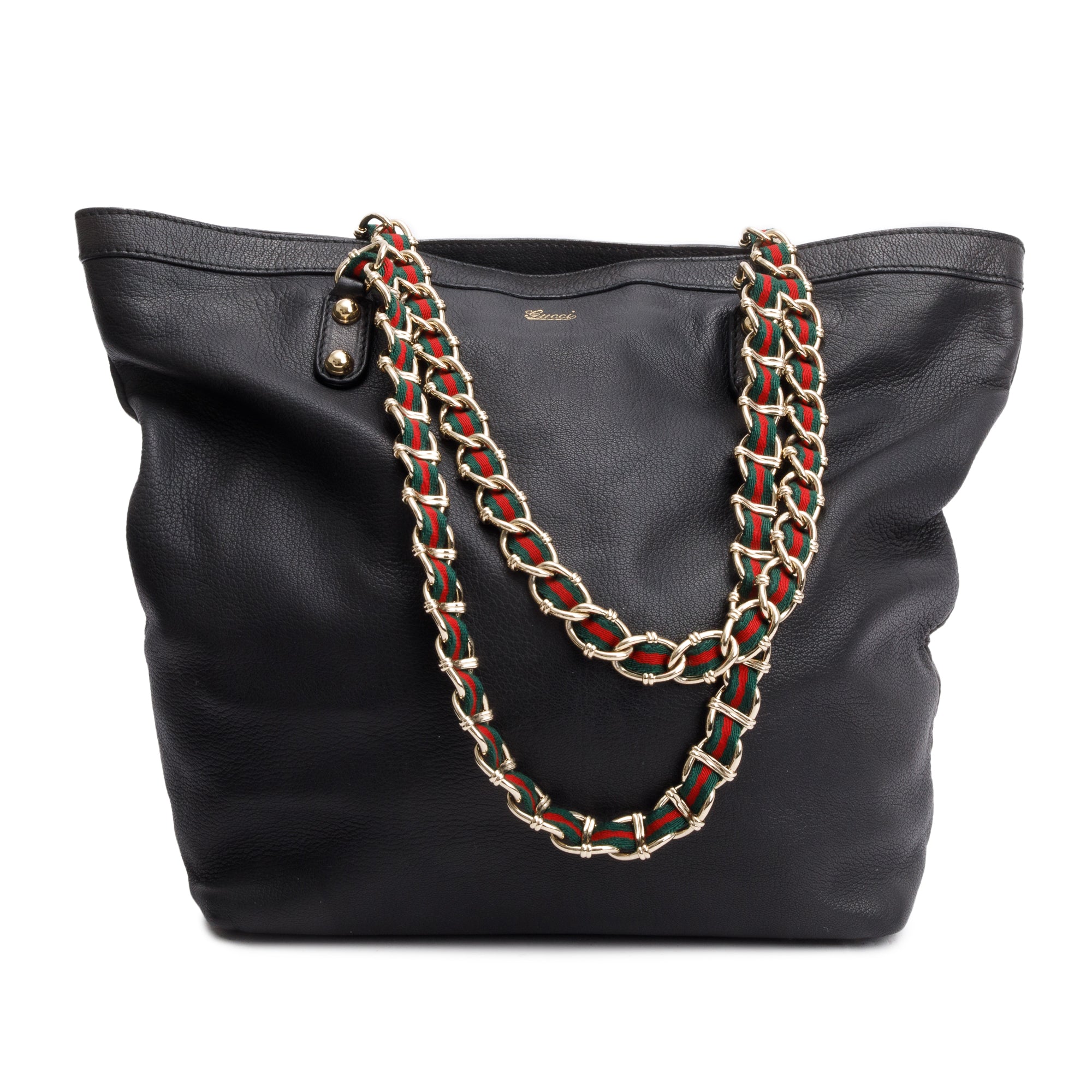 Gucci Black Leather Capri Chain Tote