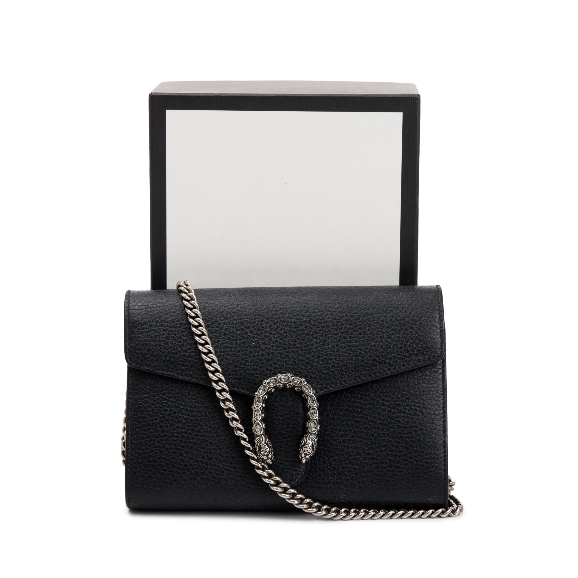 Gucci Black Leather Dionysus Mini Chain Wallet w/ Box