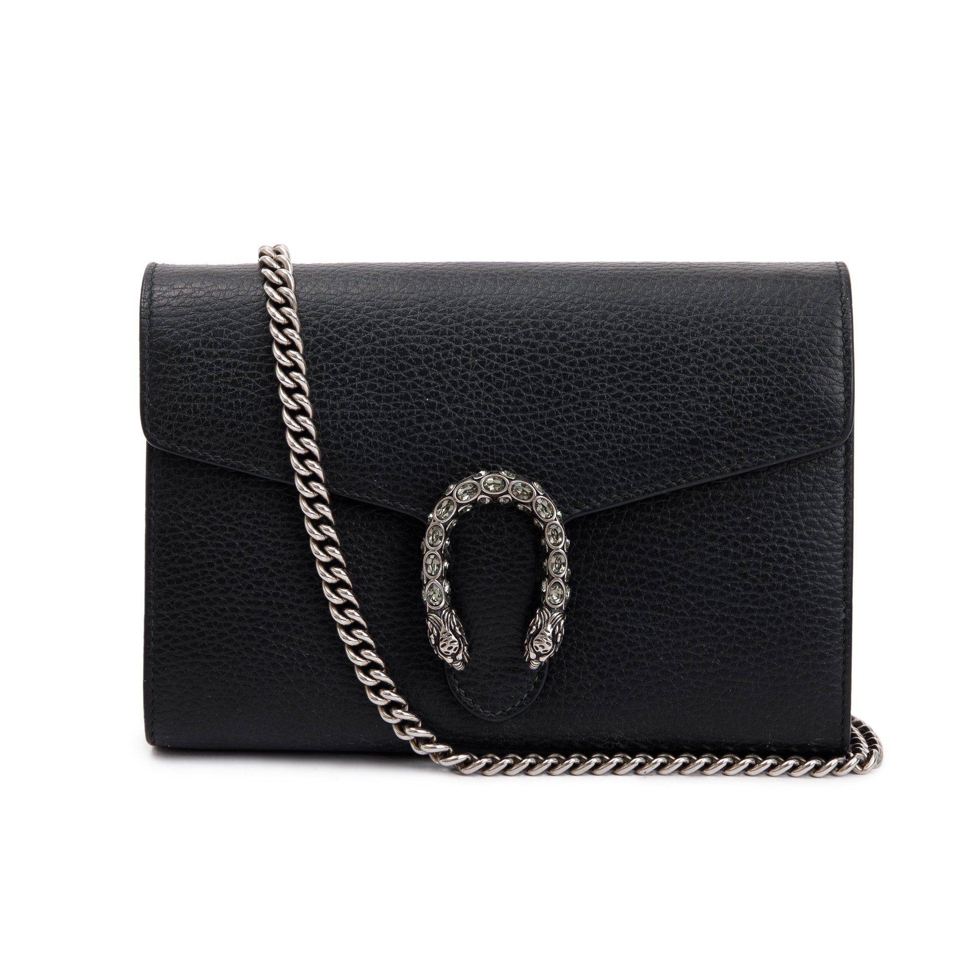 Gucci Black Leather Dionysus Mini Chain Wallet w/ Box