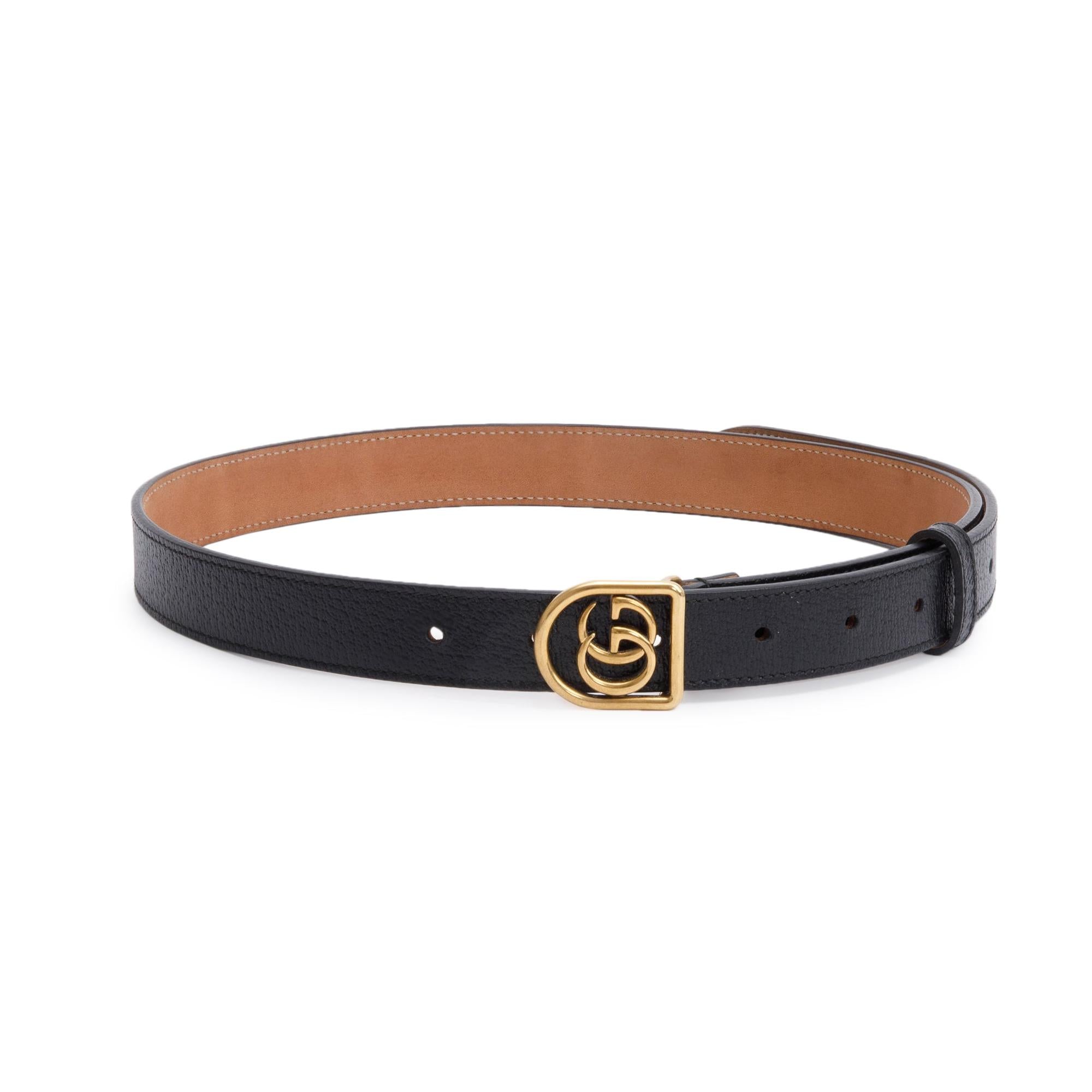 Gucci Black Leather Framed Double G Belt, 85 34