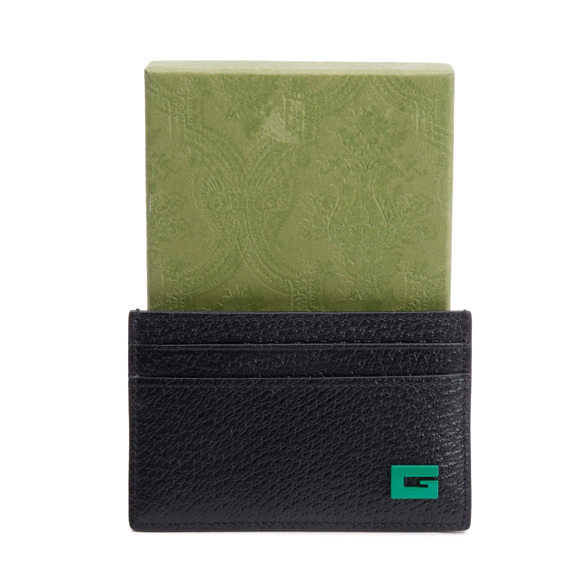 Gucci Black Leather G Card Holder w/ Box