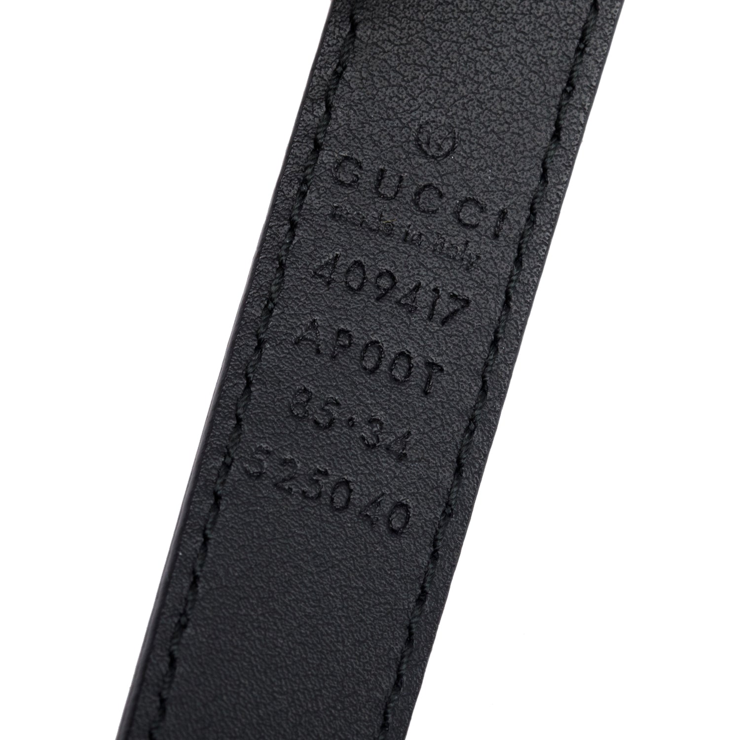 Gucci Black Leather GG Marmont Skinny Belt, 85 34