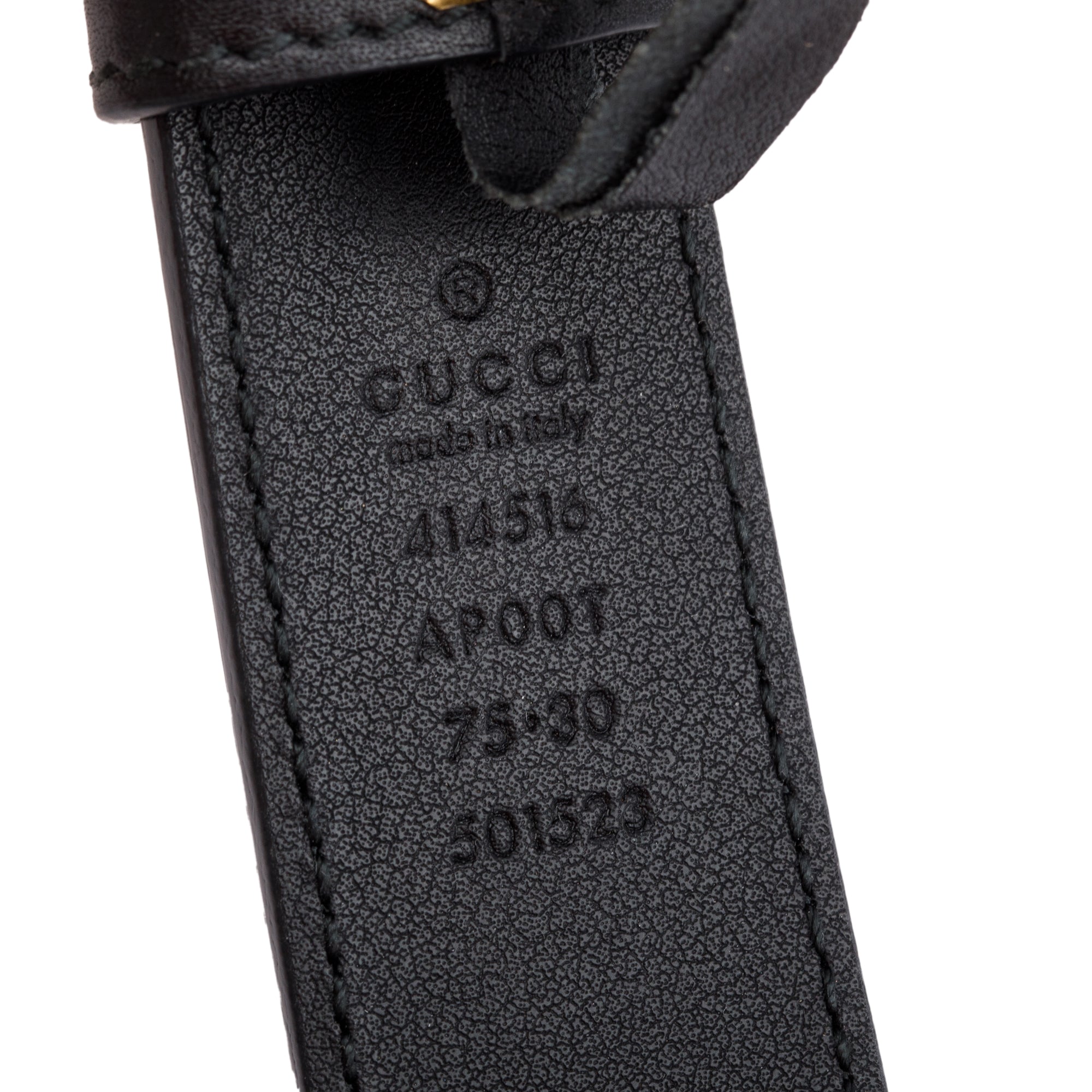 Gucci Black Leather GG Marmont Thin Belt, 75 30