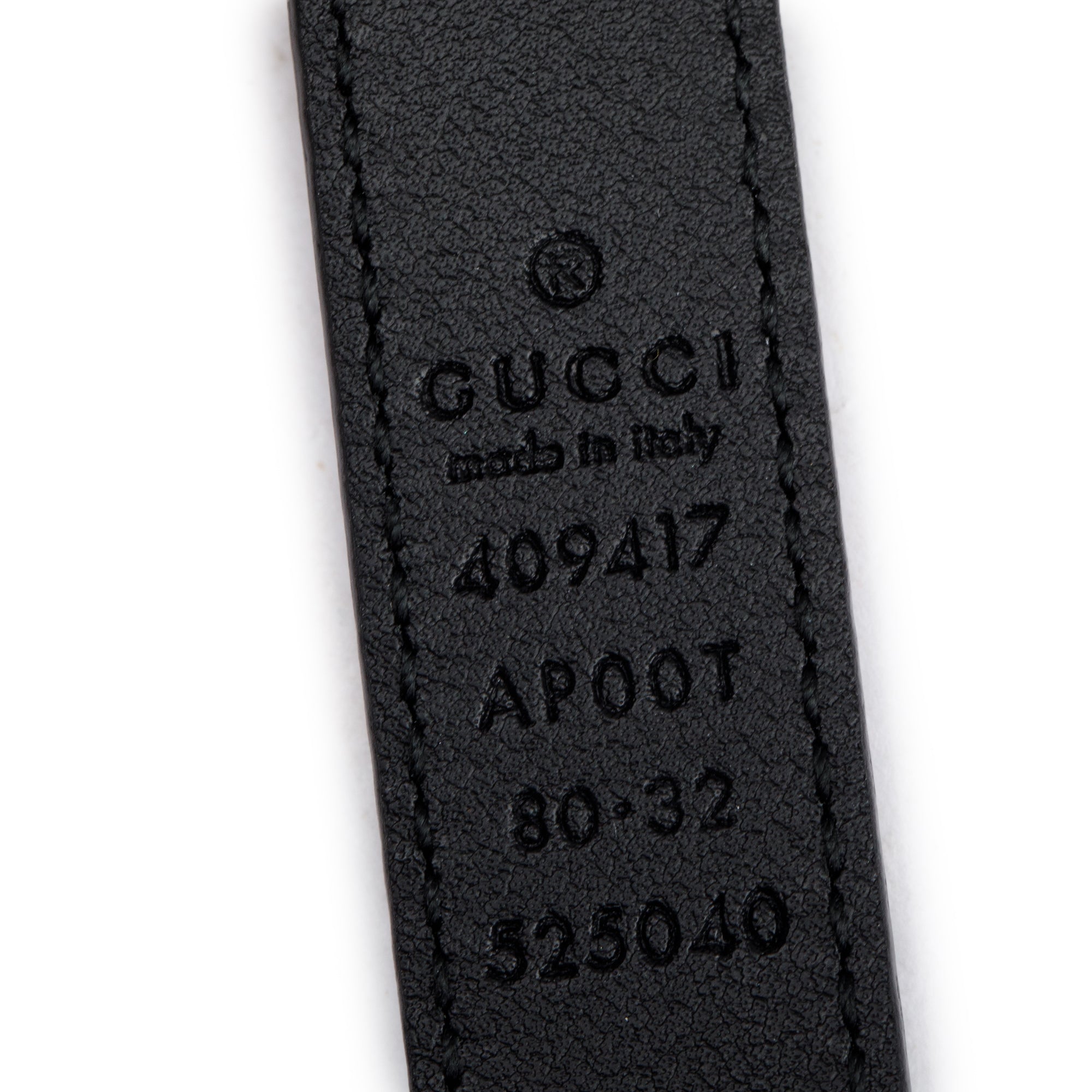 Gucci Black Leather GG Marmont Thin Belt, 80 32 w/ Box