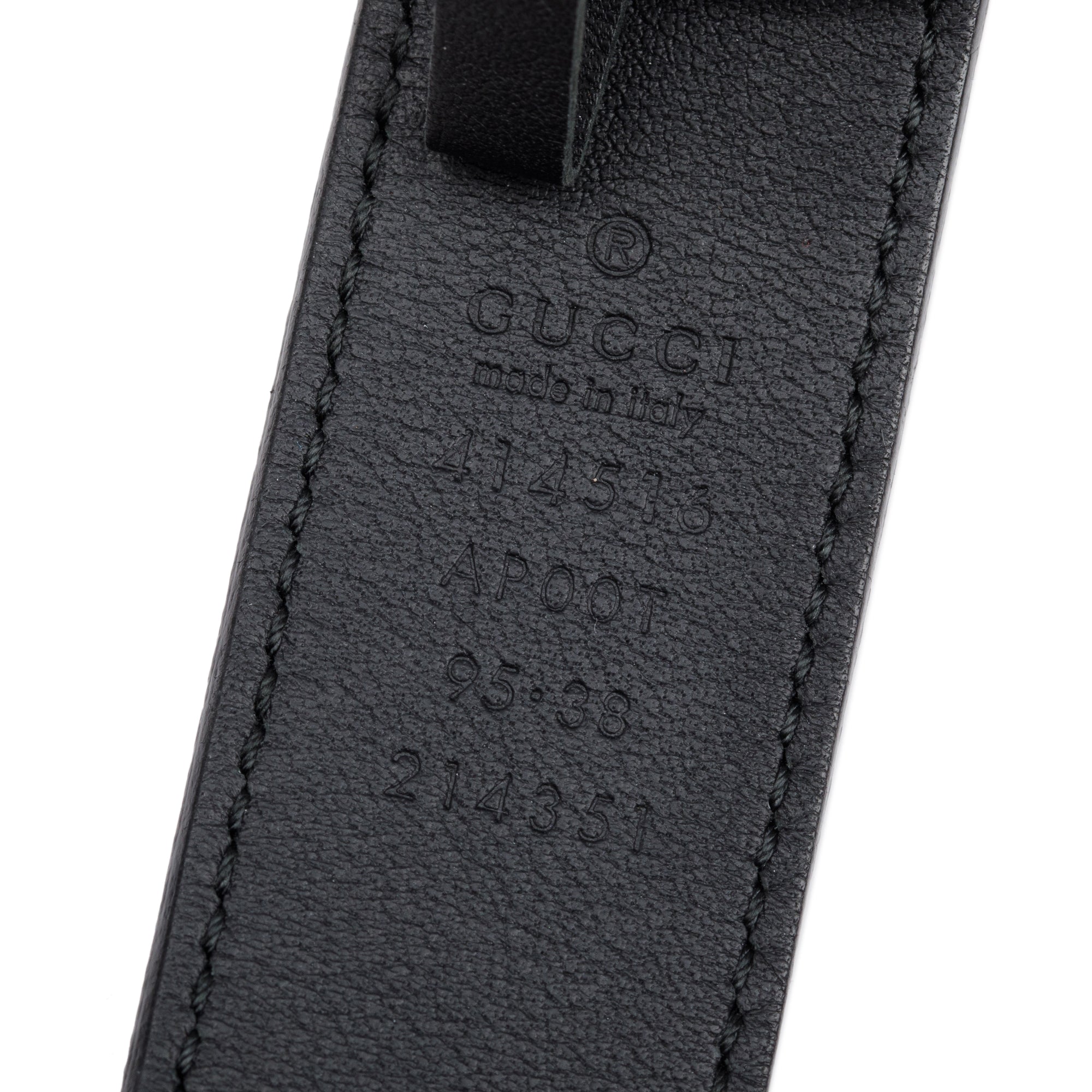 Gucci Black Leather GG Marmont Thin Belt, 95 38 w/ Box