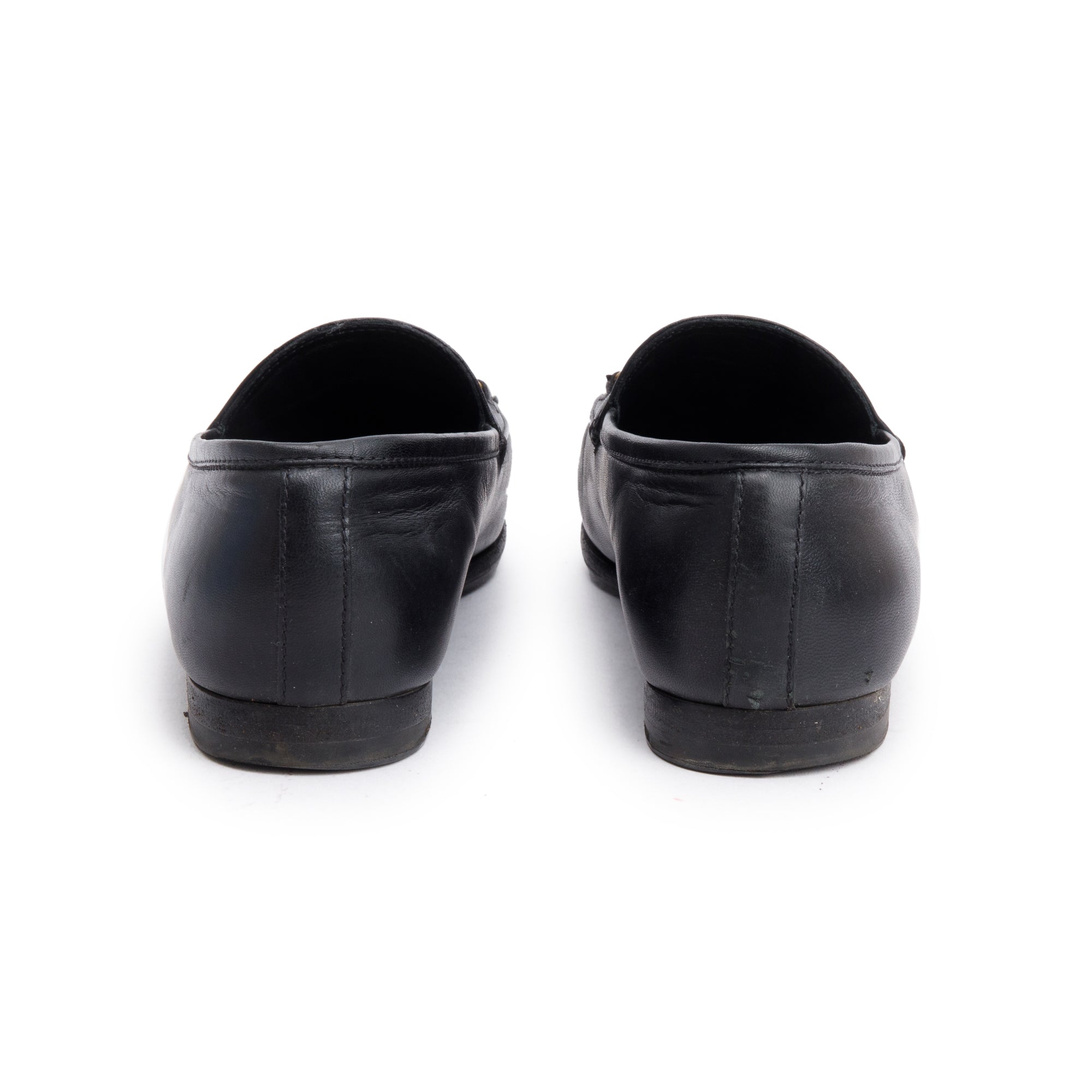 Gucci Black Leather Horsebit Accent Tiger Loafers, Size 6.5 w/ Box