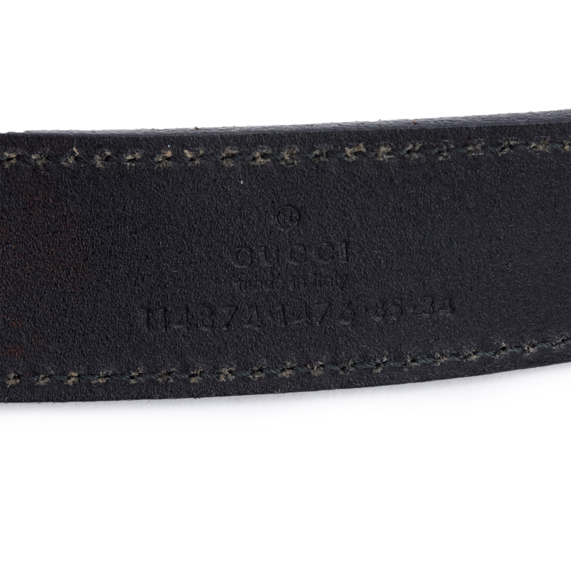 Gucci Black Leather Interlocking G Belt 85 34