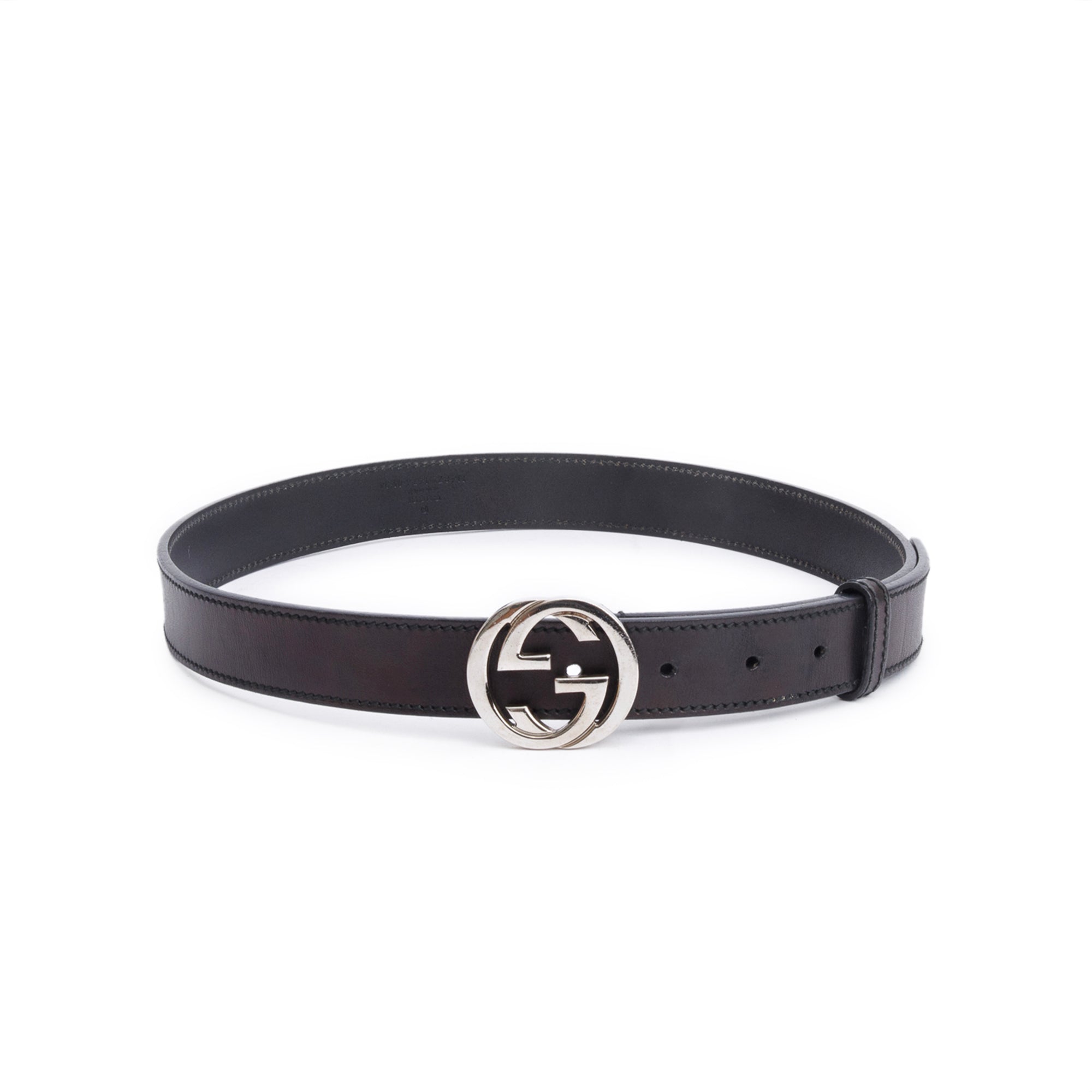 Gucci Black Leather Interlocking G Belt 85 34