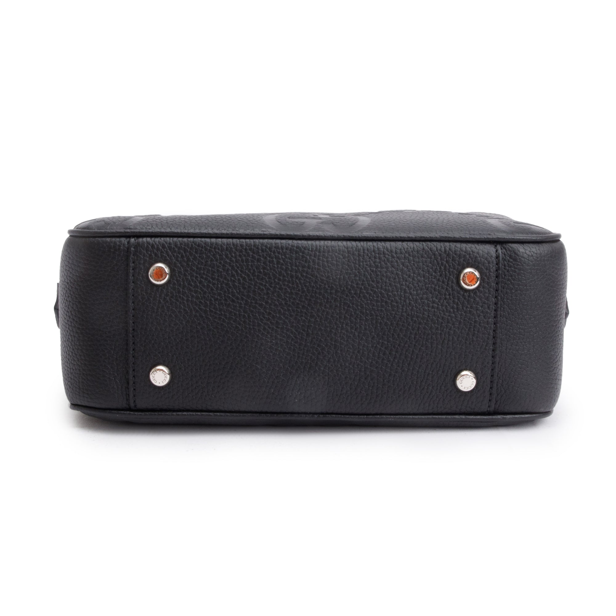 Gucci Black Leather Jumbo GG Medium Messenger Bag