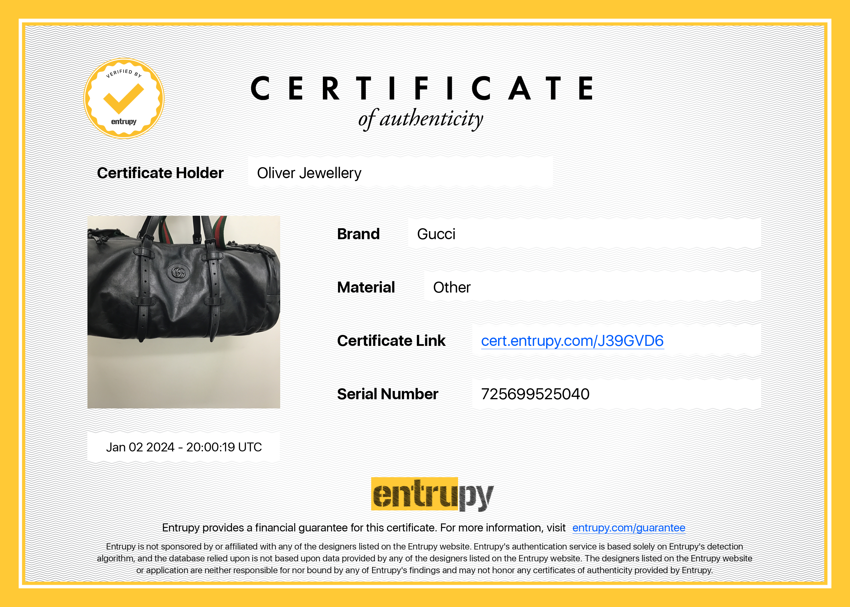 Gucci Black Leather Large Duffle Bag with Tonal Double G w/ Strap