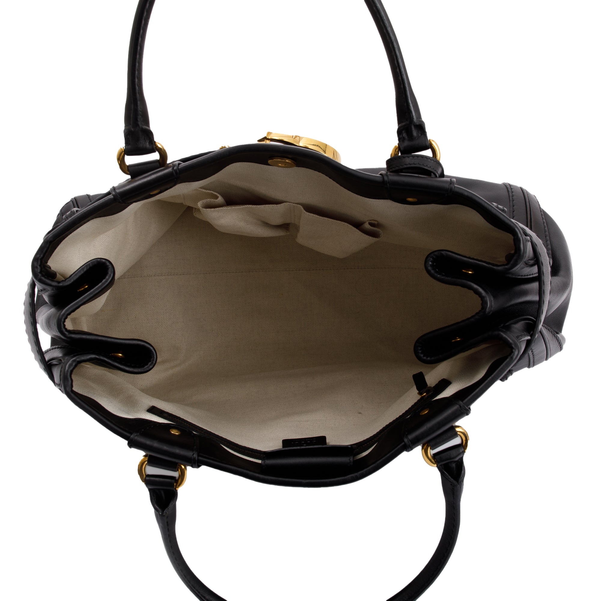 Gucci Black Leather Large GG Running Tote