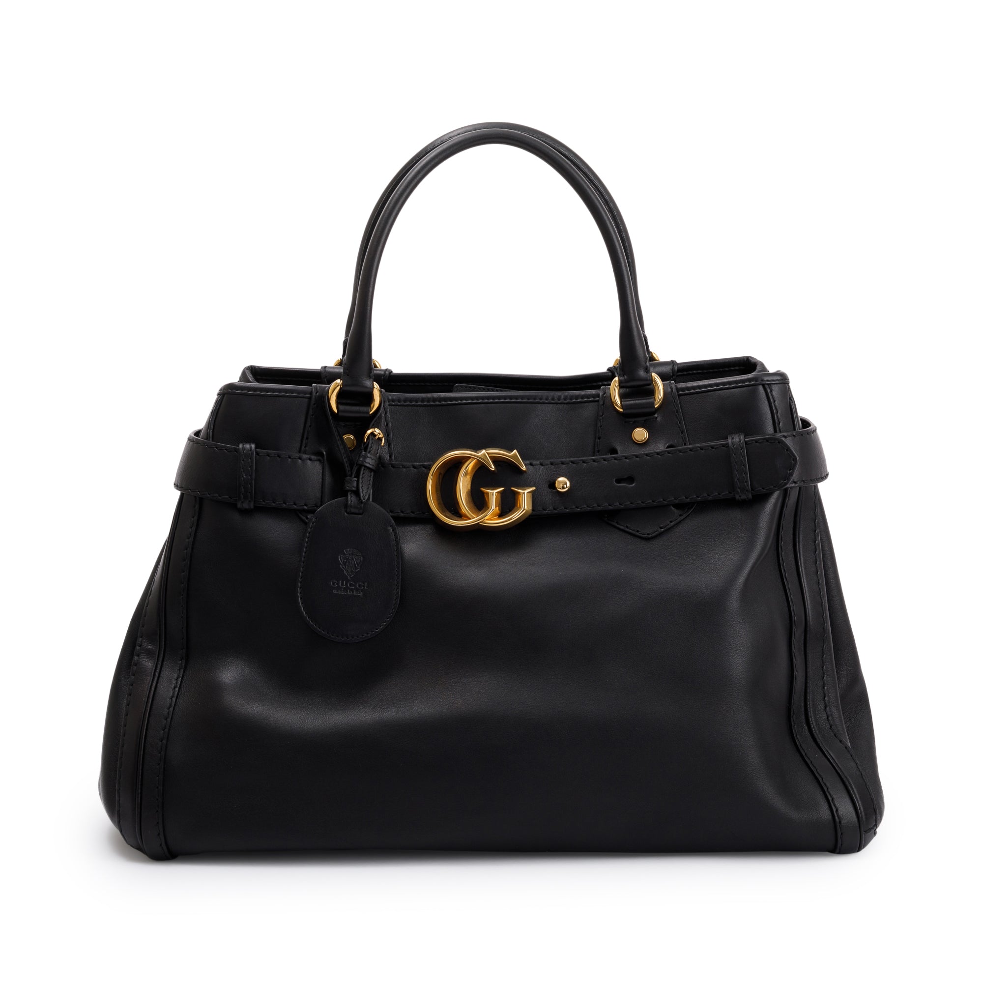 Gucci Black Leather Large GG Running Tote