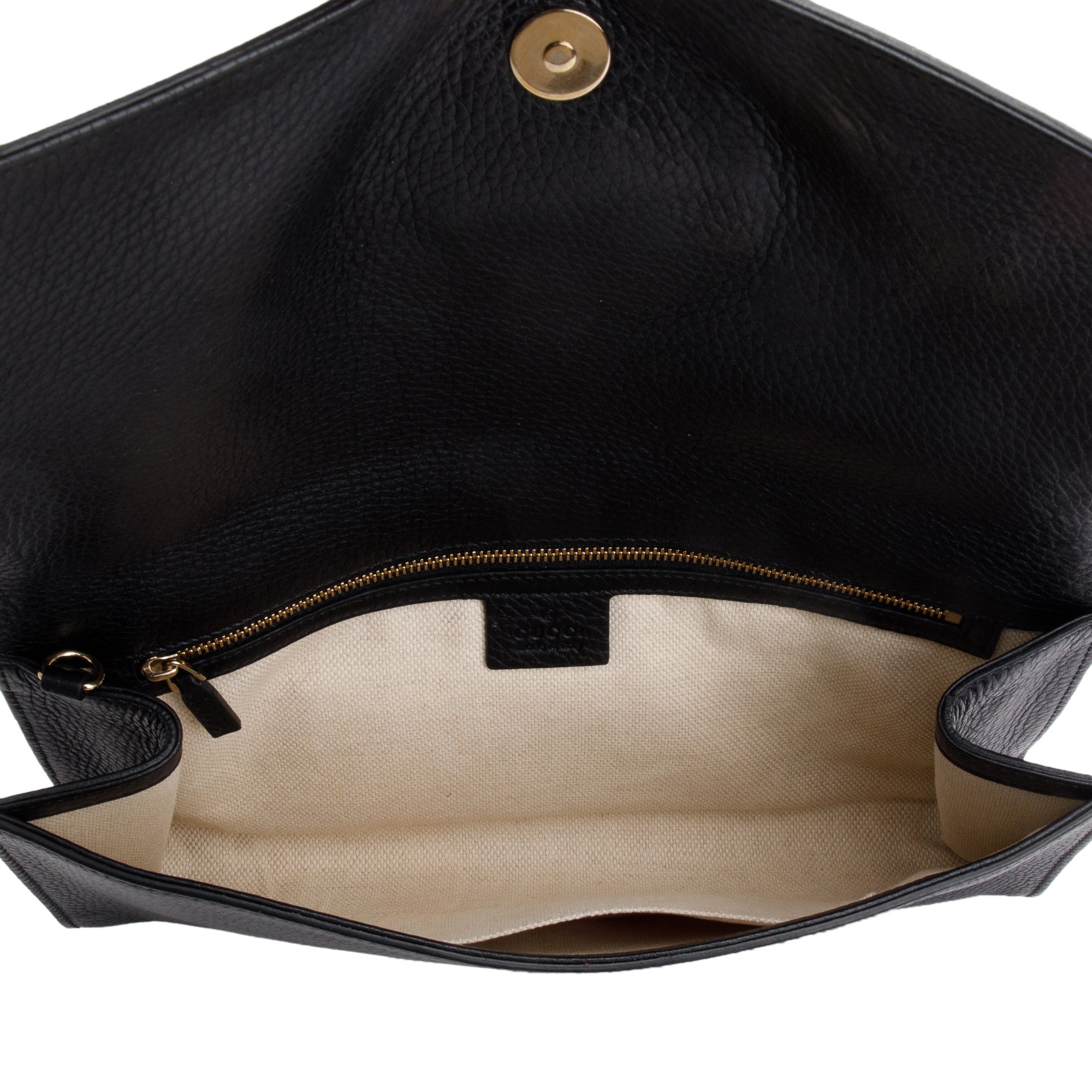 Gucci Black Leather Medium GG Soho Clutch Bag