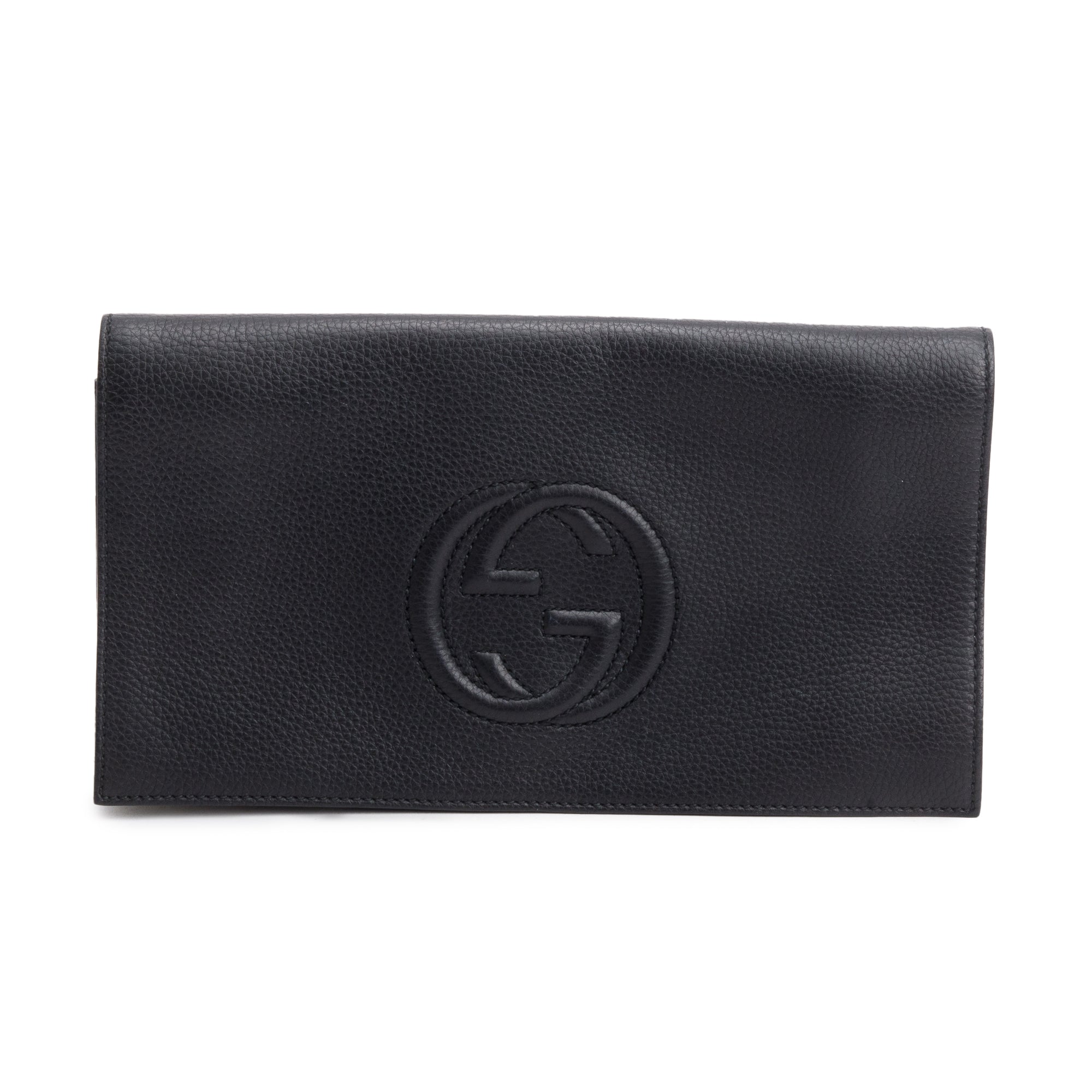Gucci Black Leather Medium GG Soho Clutch Bag