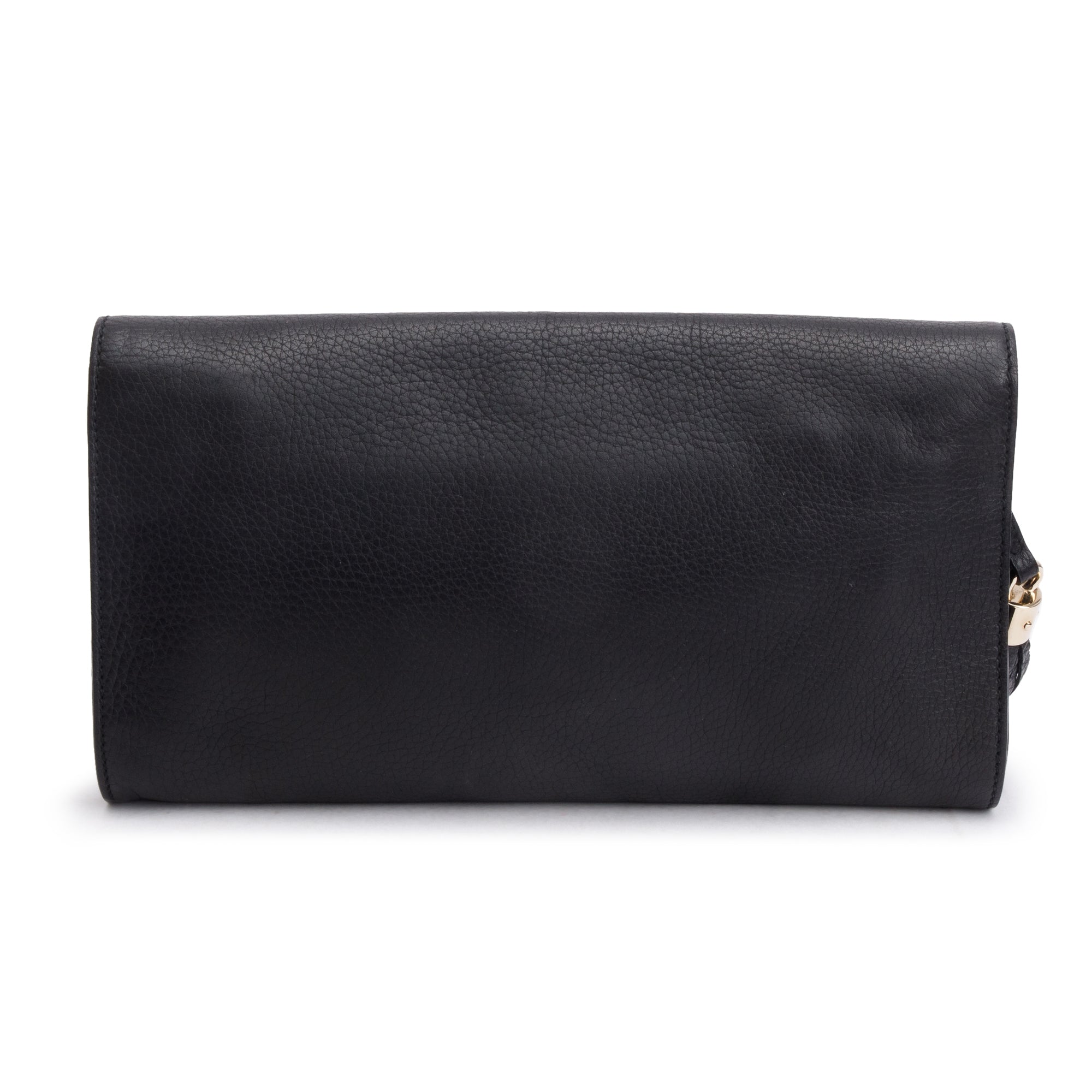Gucci Black Leather Medium GG Soho Tassel Clutch Bag