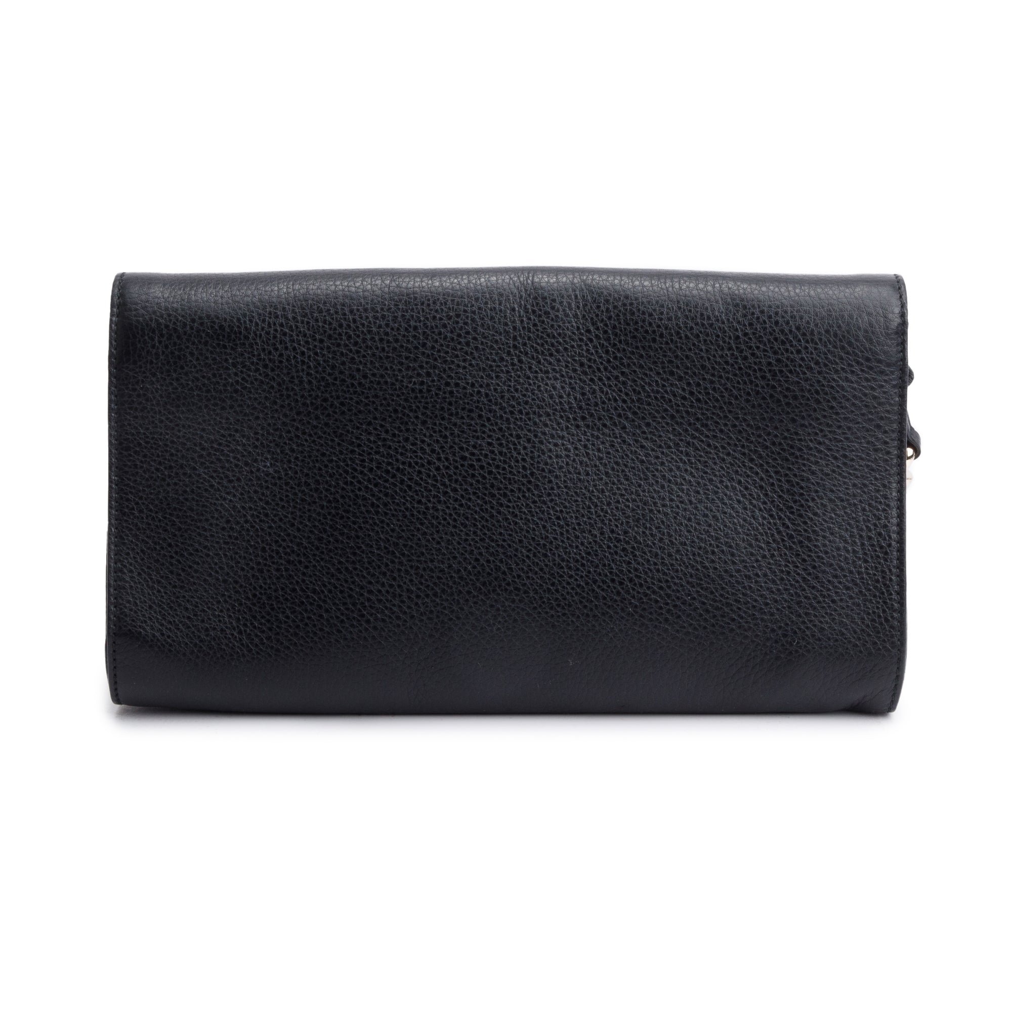 Gucci Black Leather Medium GG Soho Tassel Clutch Bag