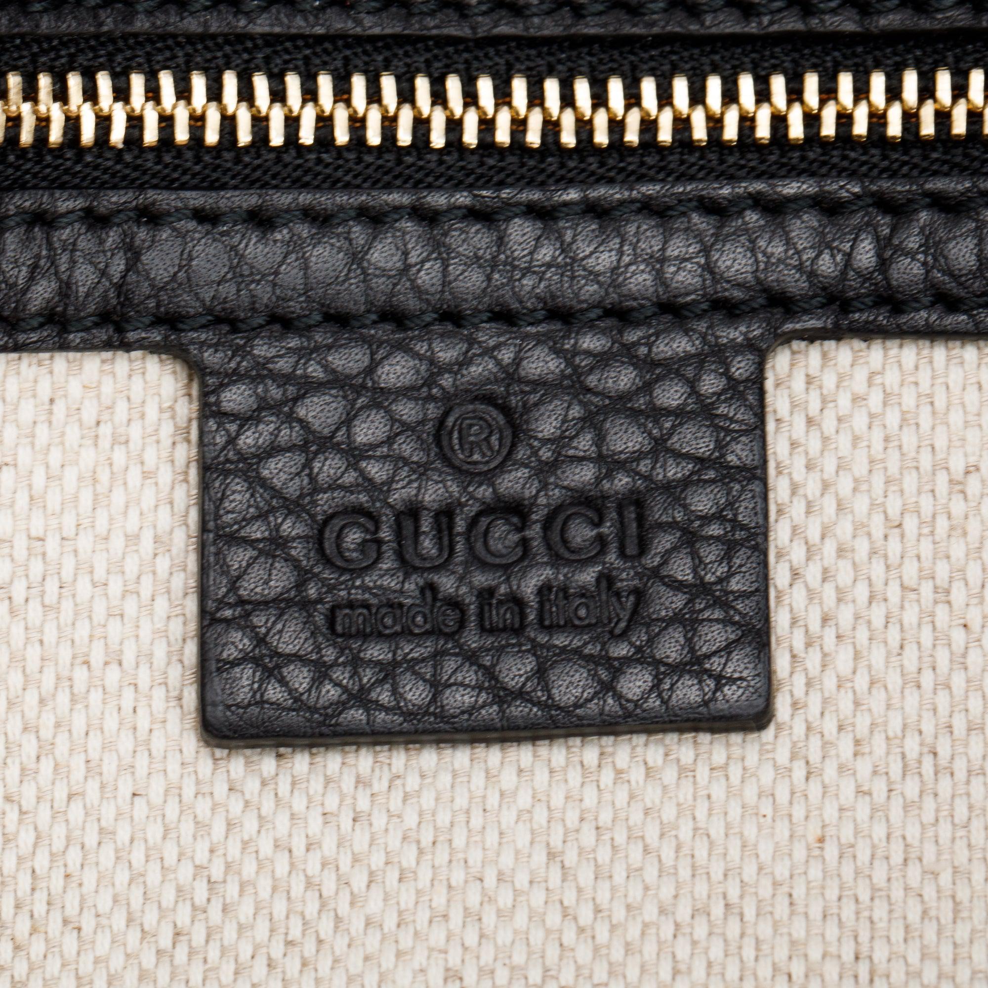 Gucci Black Leather Medium GG Soho Tassel Clutch Bag