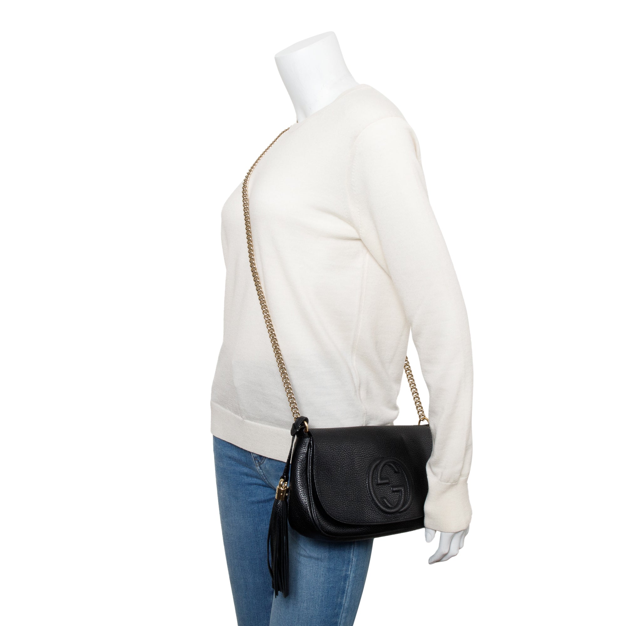 Gucci Black Leather Medium Soho Chain Crossbody Bag