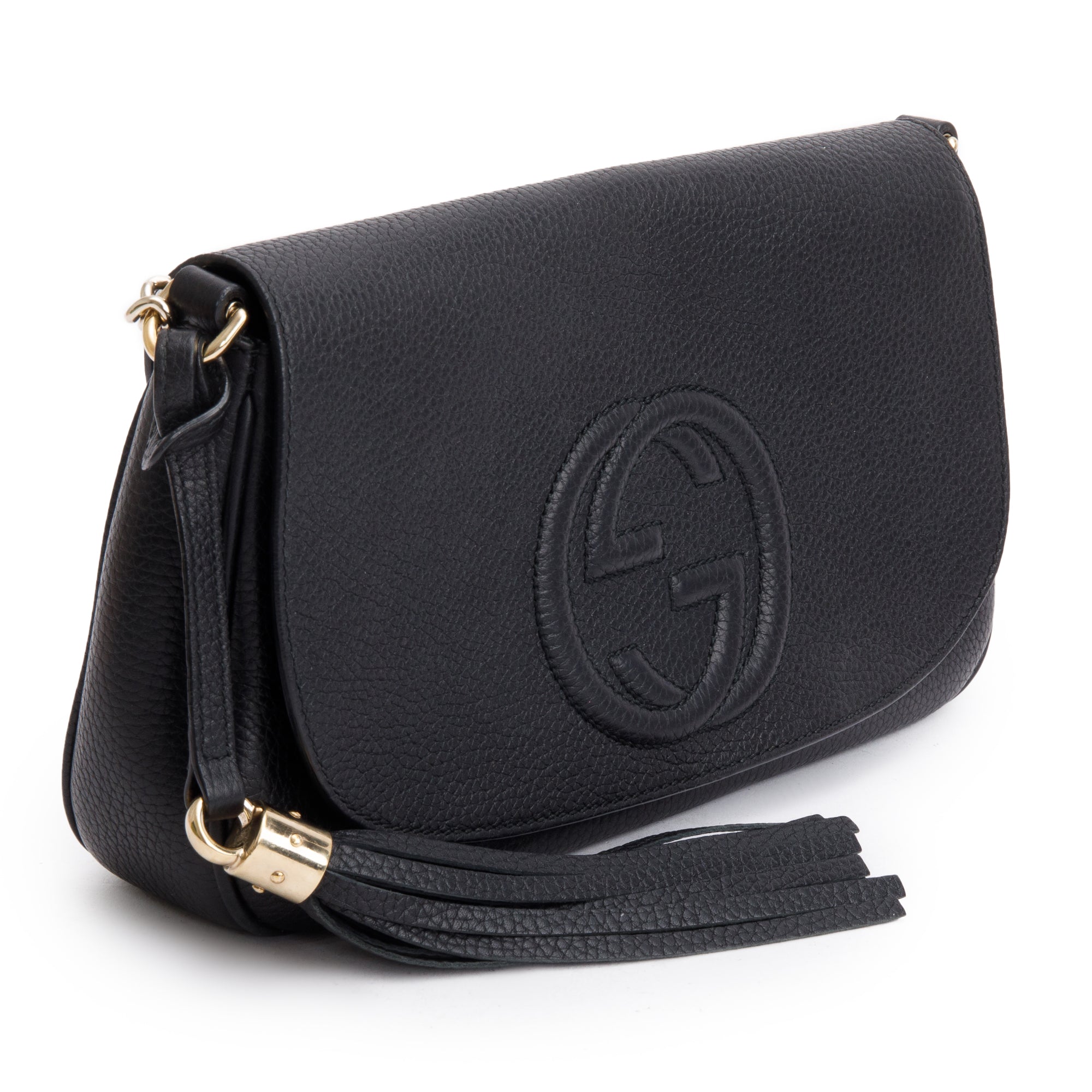 Gucci Black Leather Medium Soho Chain Crossbody Bag w/ Box