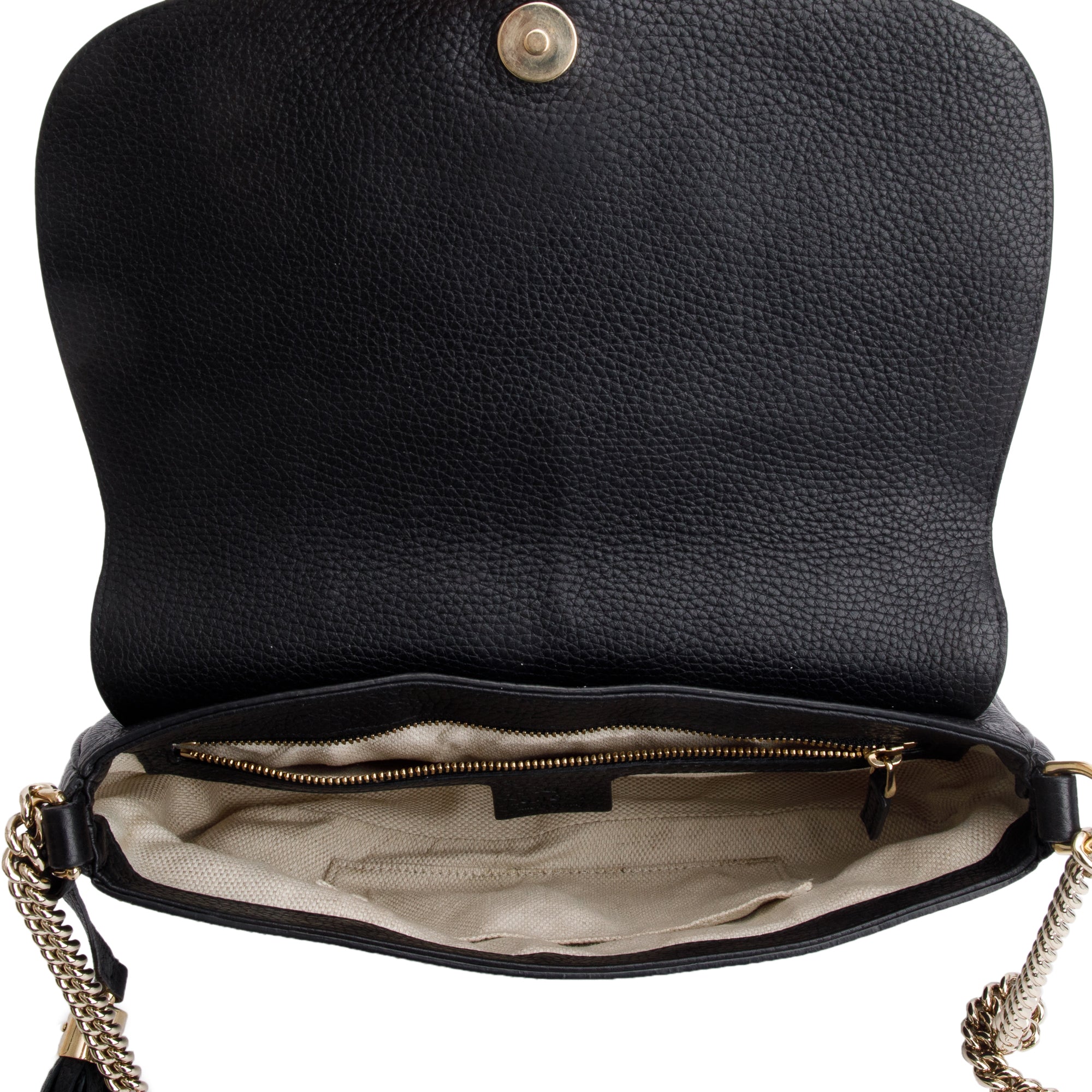 Gucci Black Leather Medium Soho Chain Crossbody Bag w/ Box