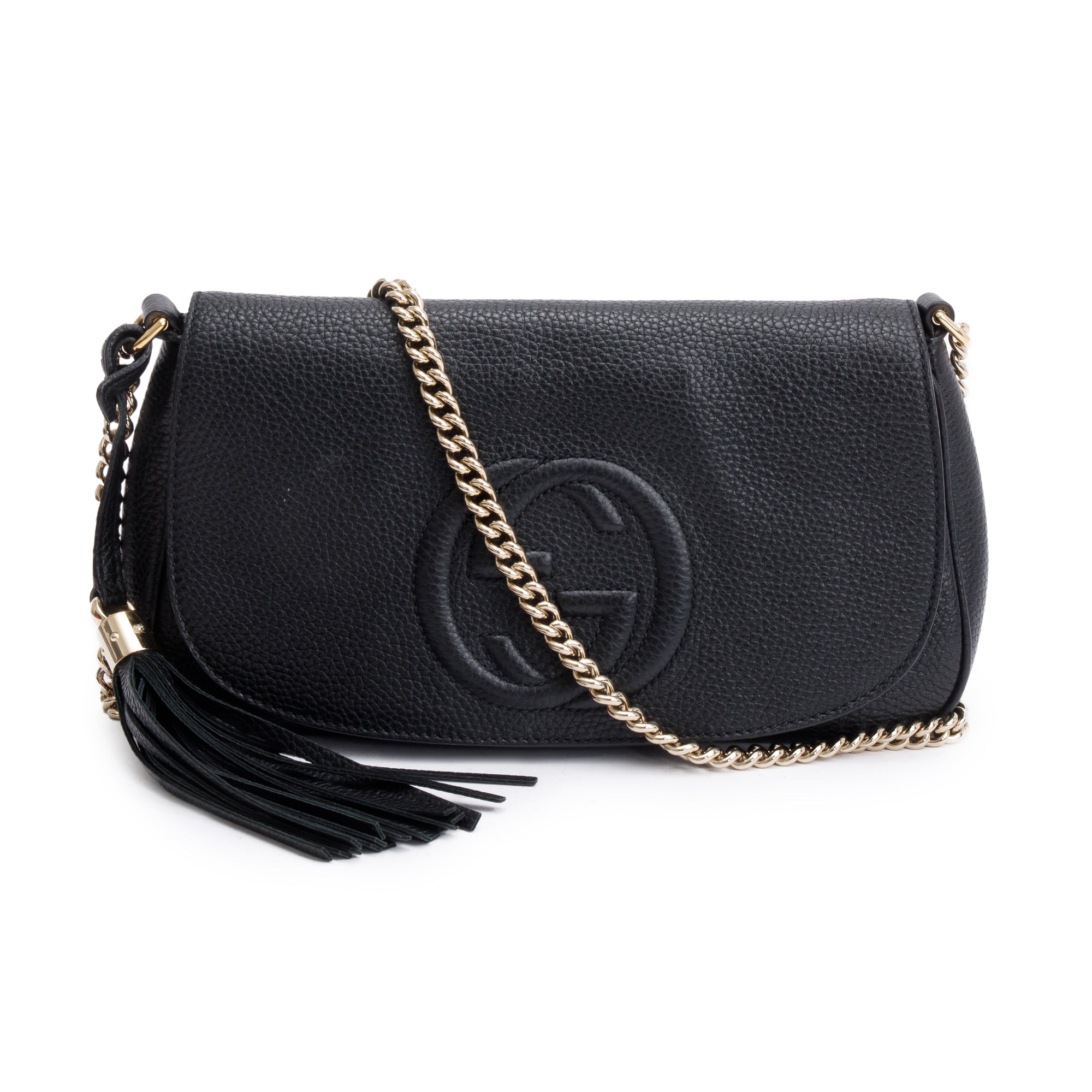 Gucci Black Leather Medium Soho Chain Crossbody Bag