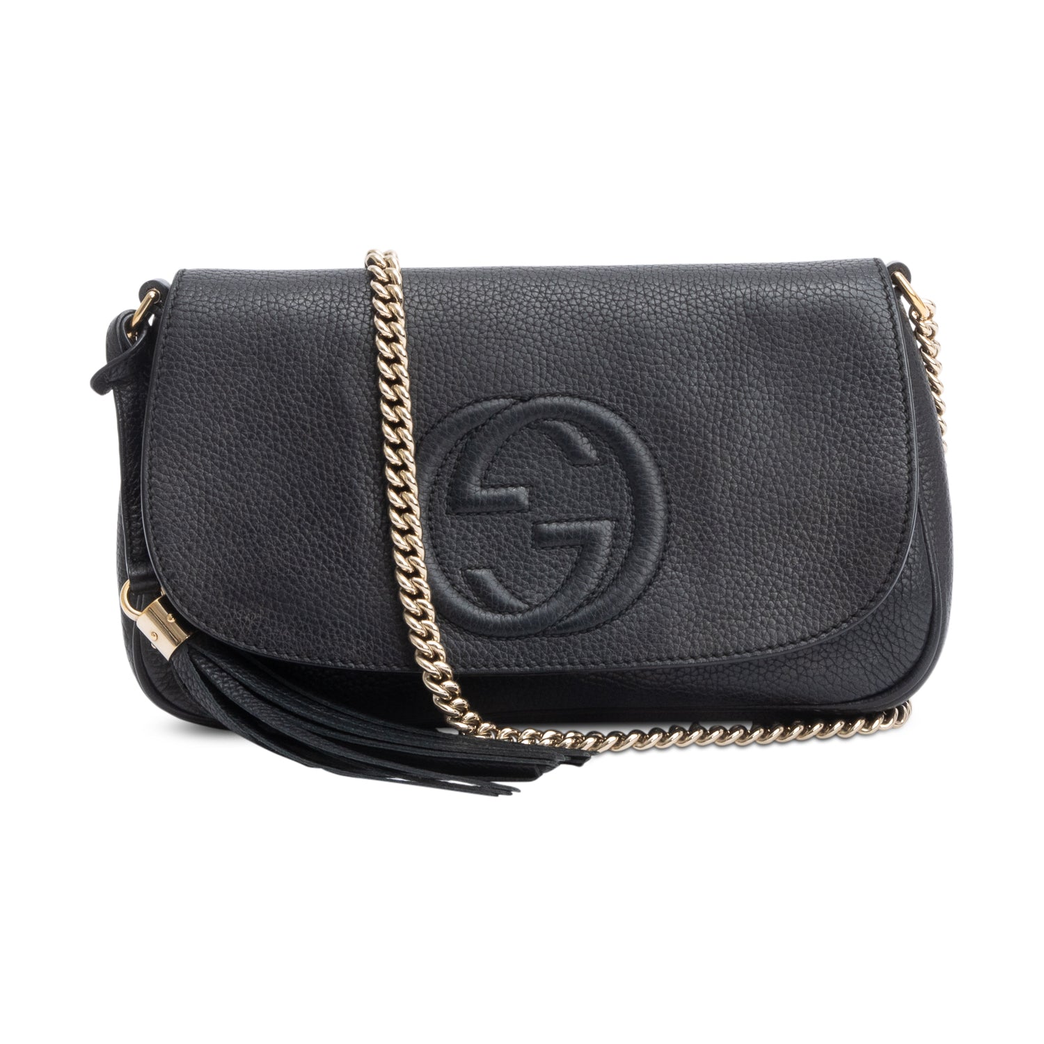 Gucci Black Leather Medium Soho Chain Crossbody Bag