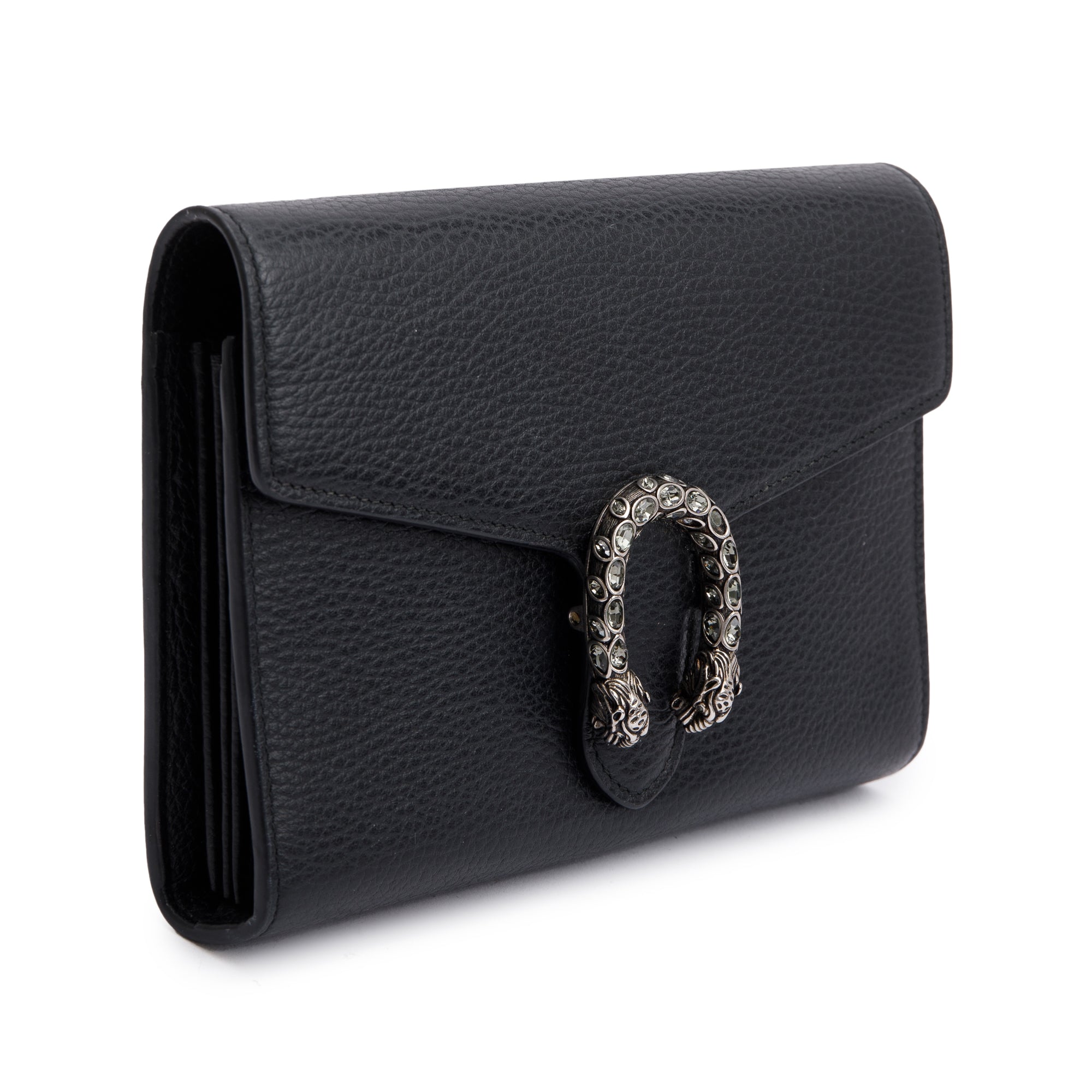 Gucci Black Leather Mini Dionysus Chain Wallet