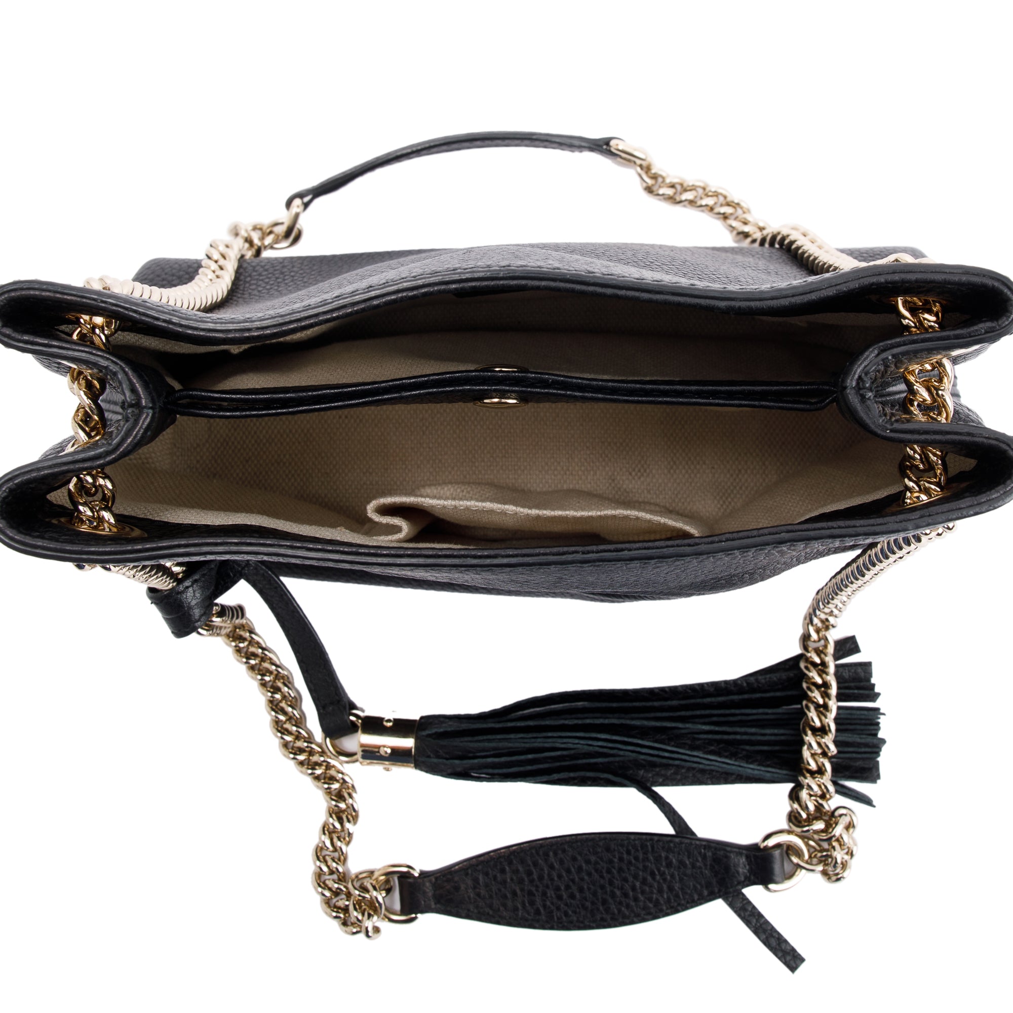 Gucci Black Leather Mini Soho Chain Tote