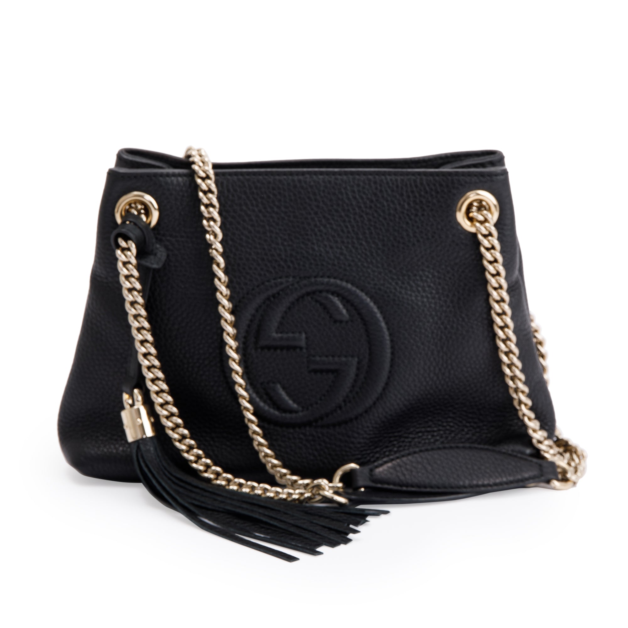 Gucci Black Leather Mini Soho Chain Tote