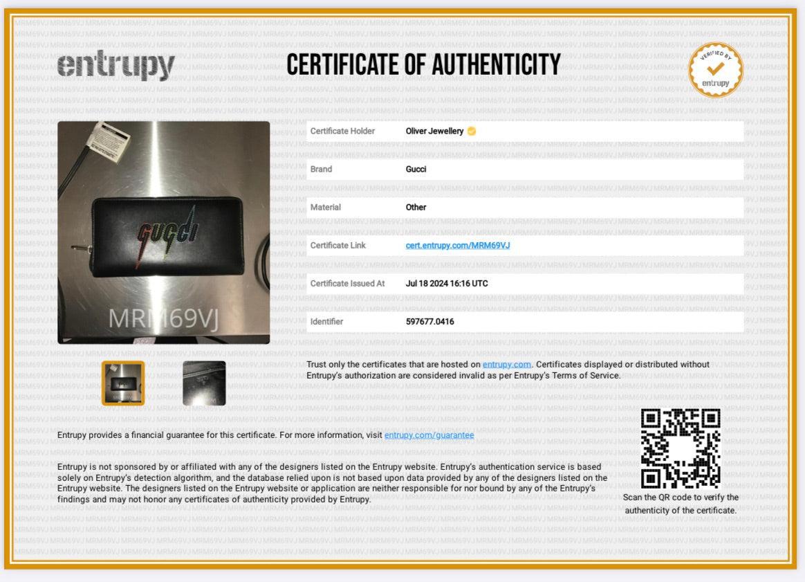 Gucci Black Leather Rainbow Blade Logo Continental Zip Wallet w/ Box