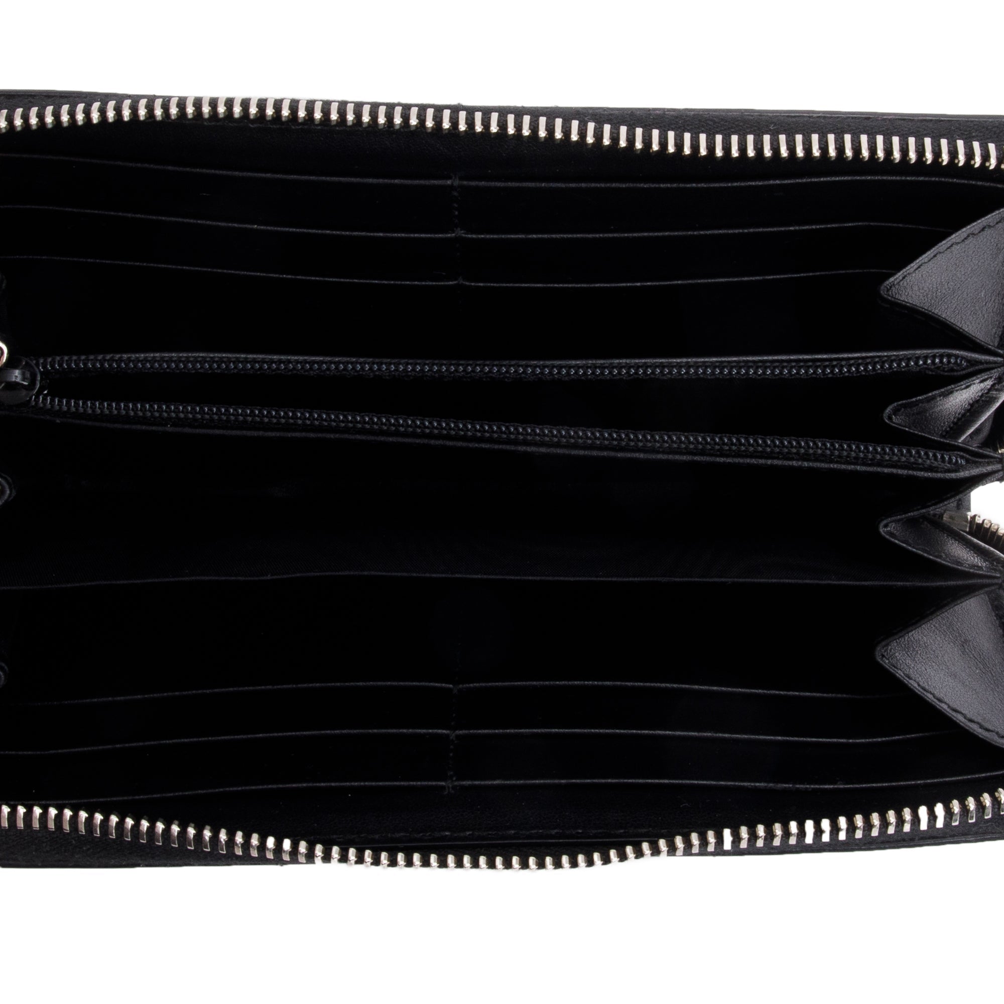 Gucci Black Leather Rainbow Blade Logo Continental Zip Wallet w/ Box