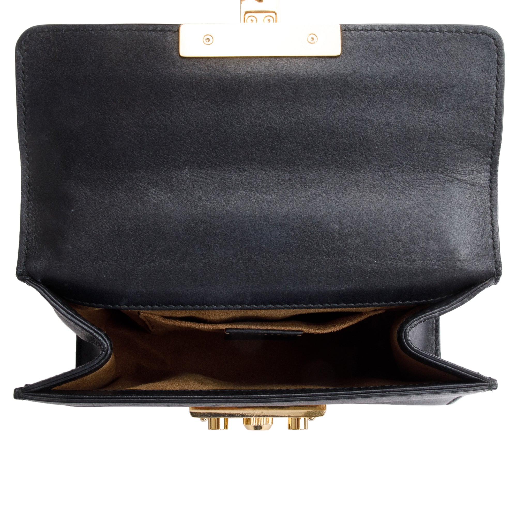 Gucci Black Leather Small Padlock Chain Shoulder Bag