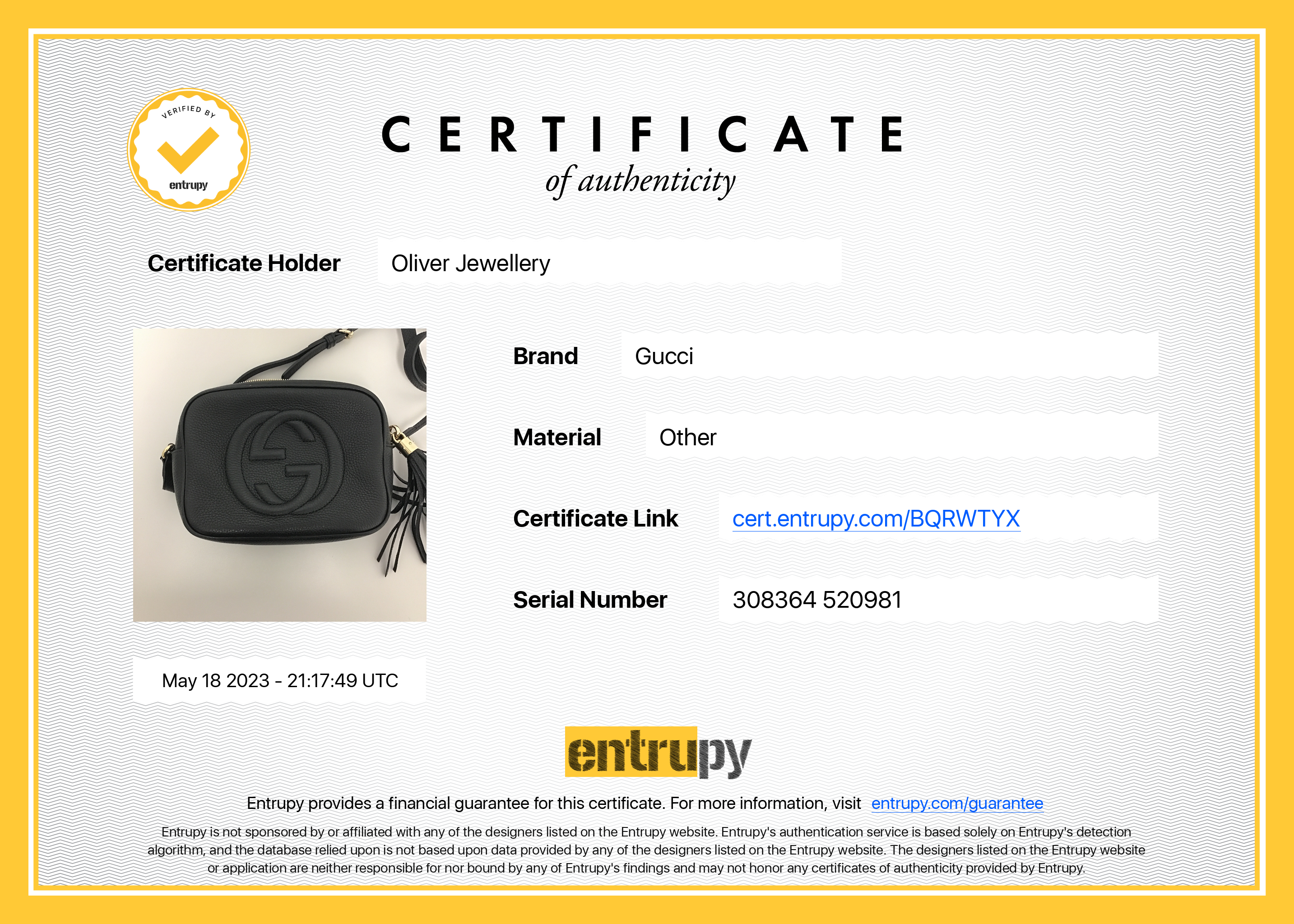 Gucci Black Leather Small Soho Disco Bag