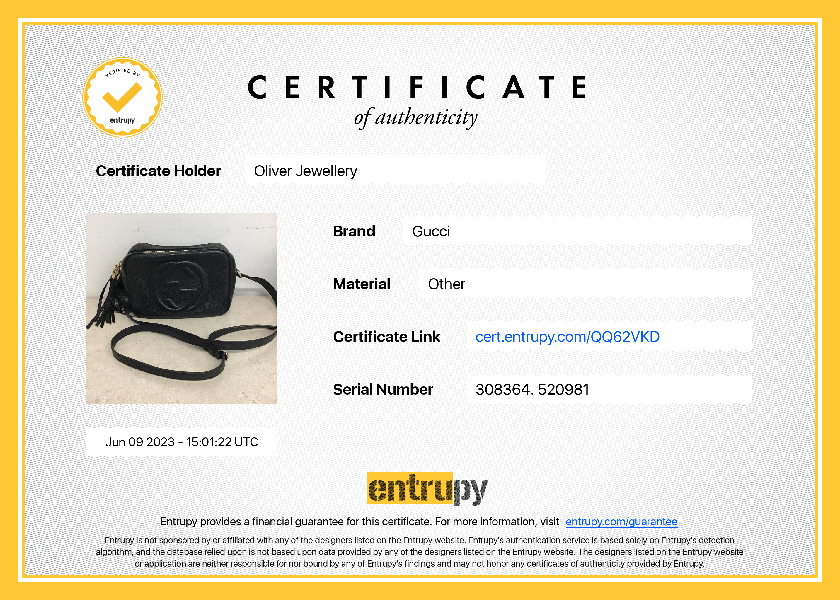 Gucci Black Leather Small Soho Disco Bag w/ Box