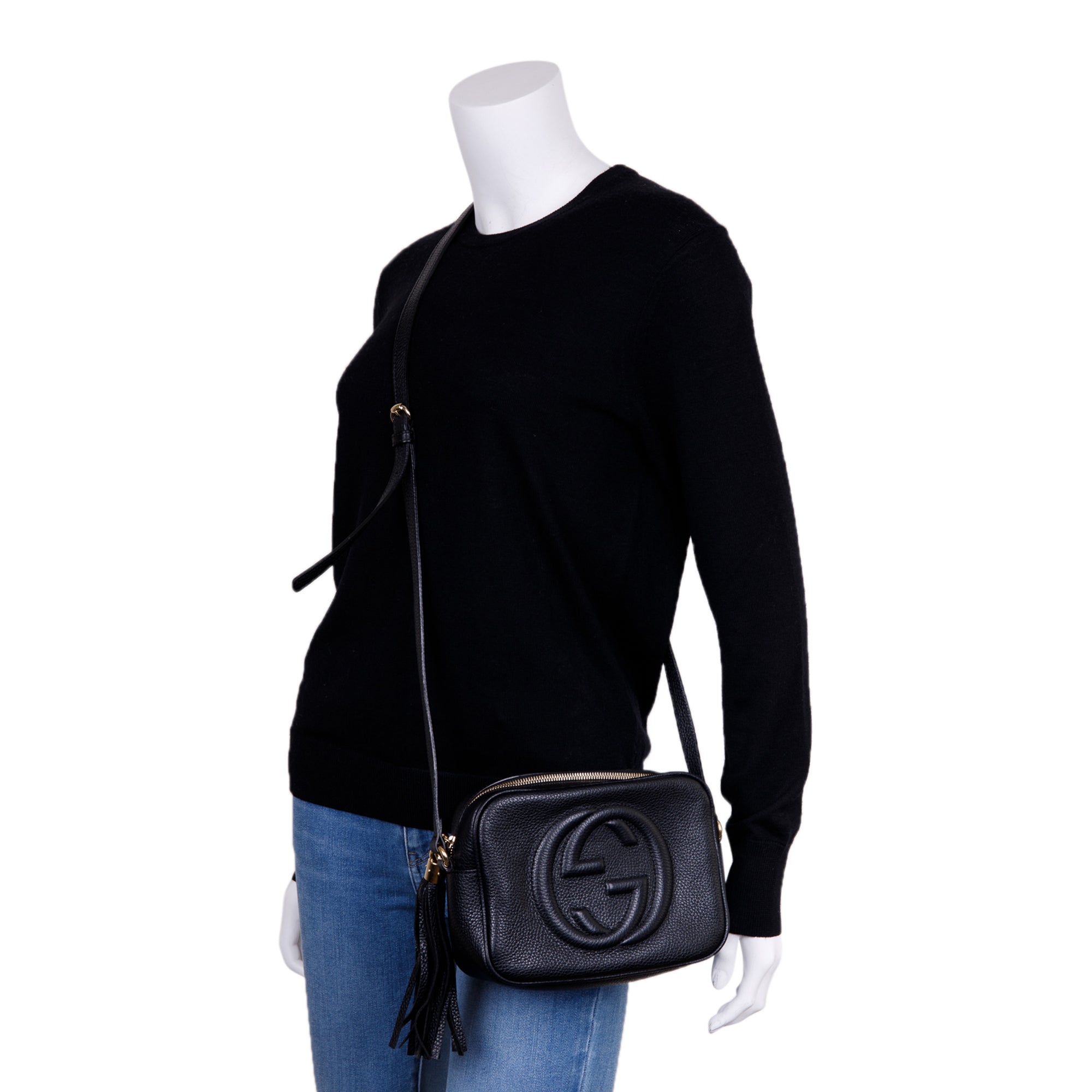 Gucci Black Leather Small Soho Disco Bag w/ Box