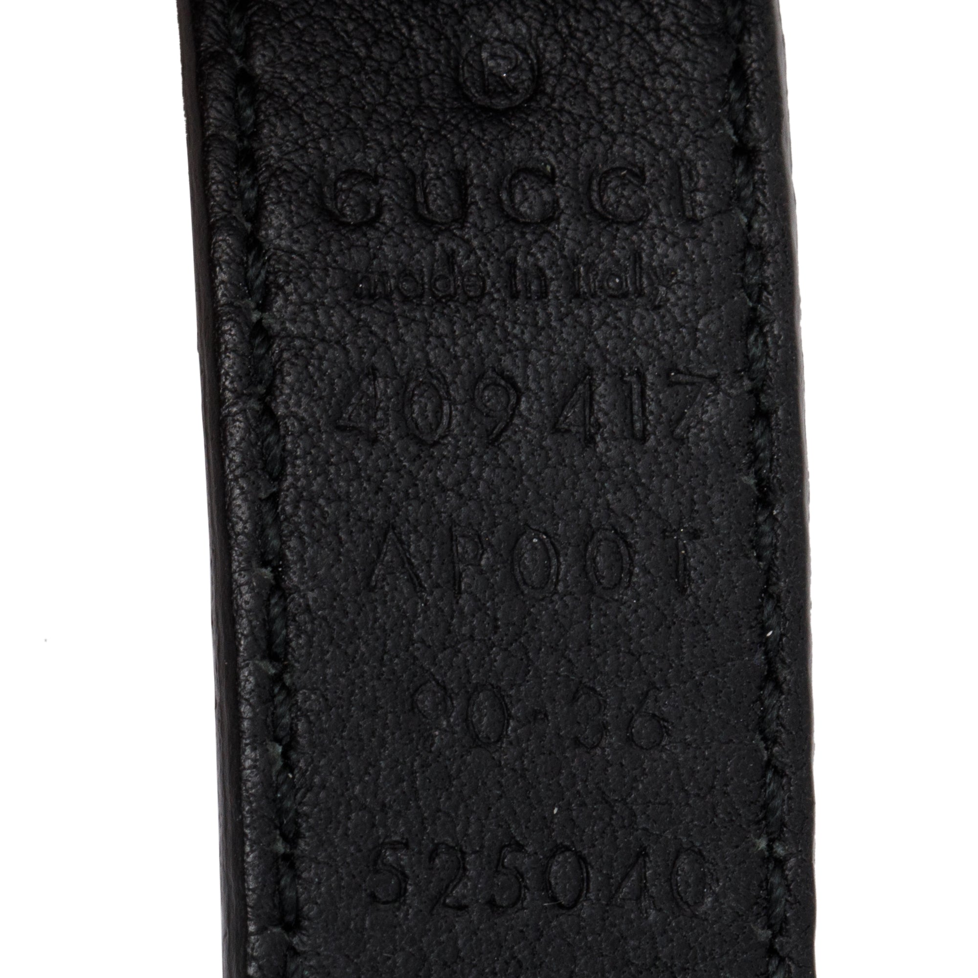 Gucci Black Leather Thin Belt with Double G Buckle, 90 36