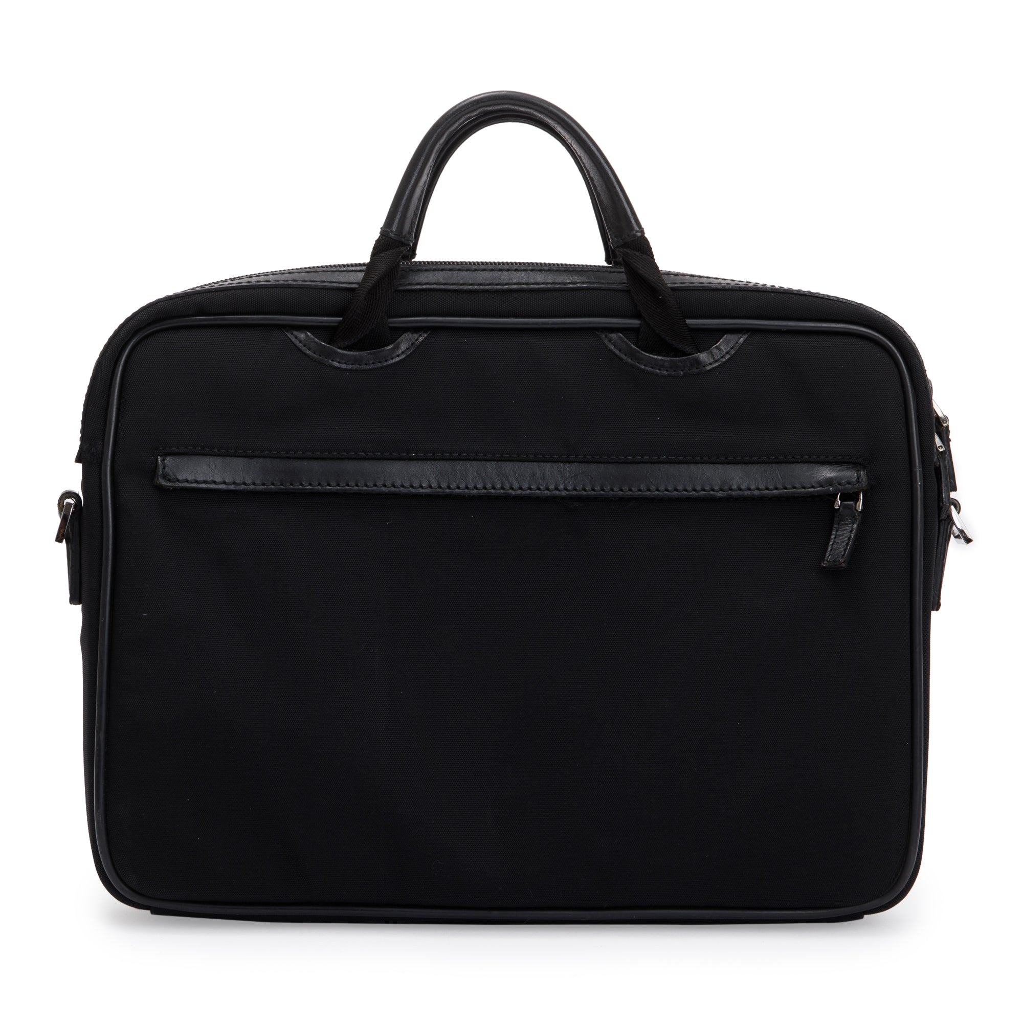 Gucci Black Leather Trimmed Canvas Briefcase