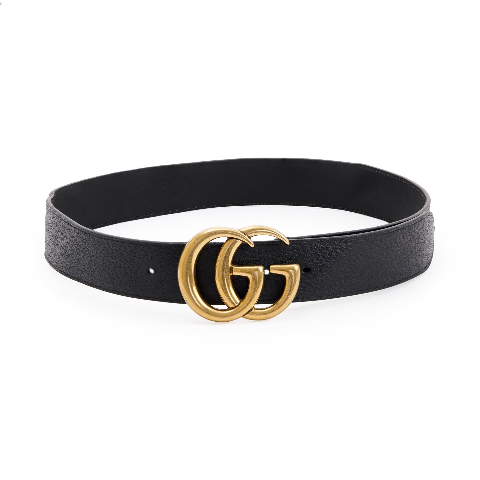Gucci Black Leather Wide Belt with G Buckle