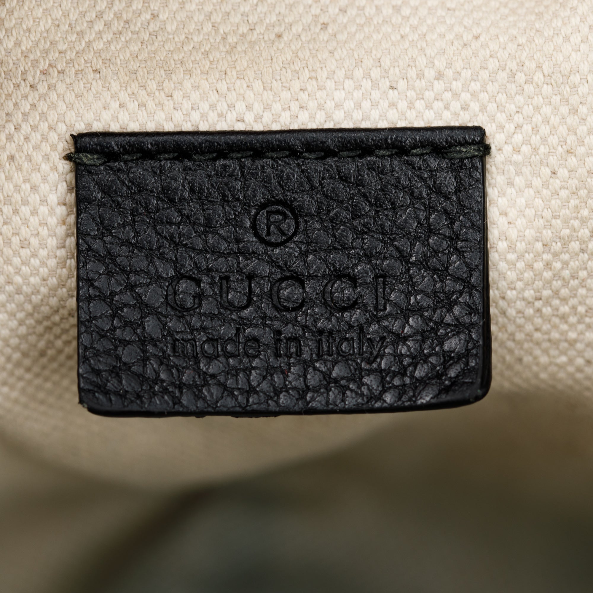 Gucci Black Logo Print Leather Large Belt Bag